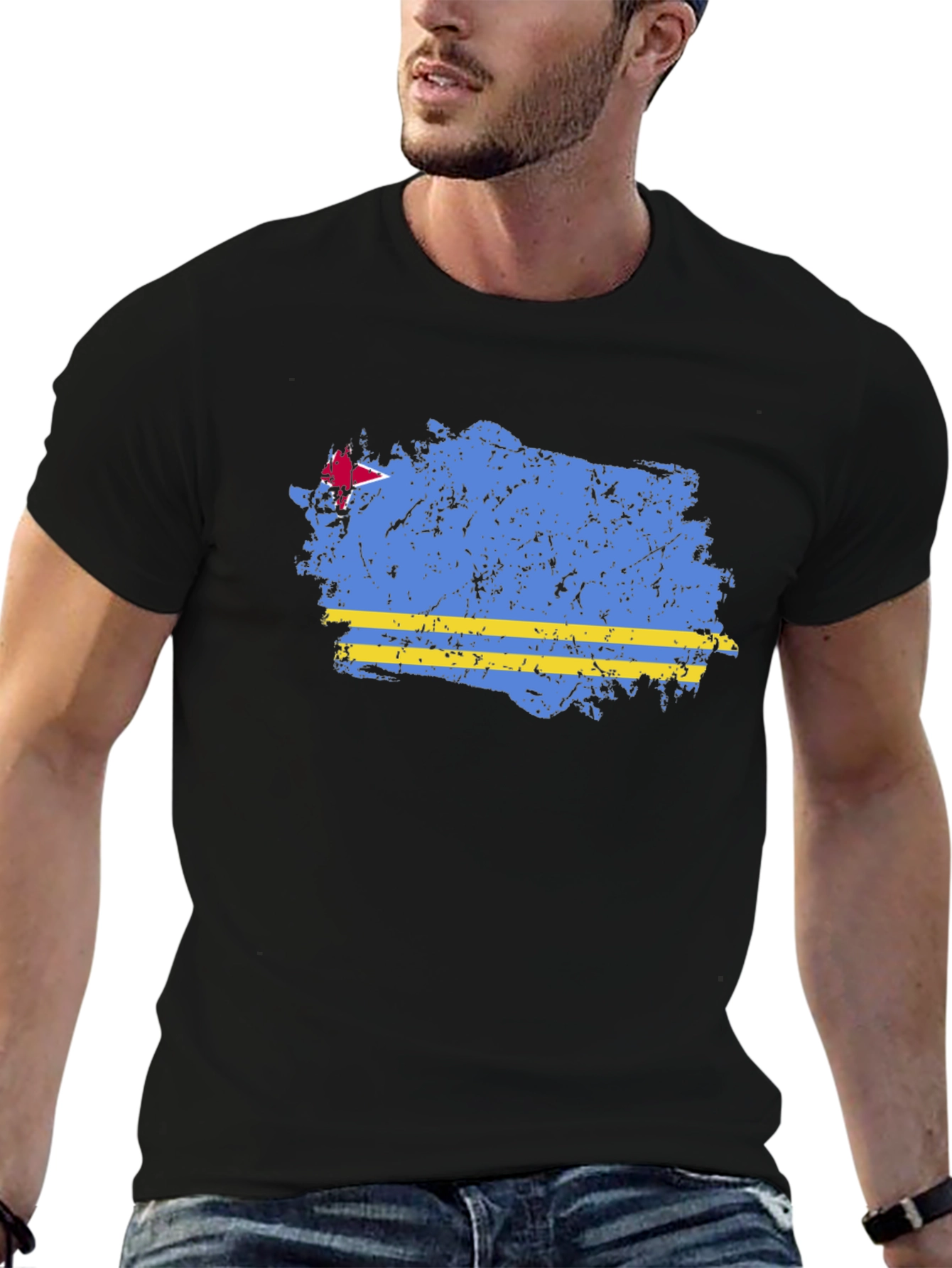 Aruba Flag Distressed Graphic T-Shirt