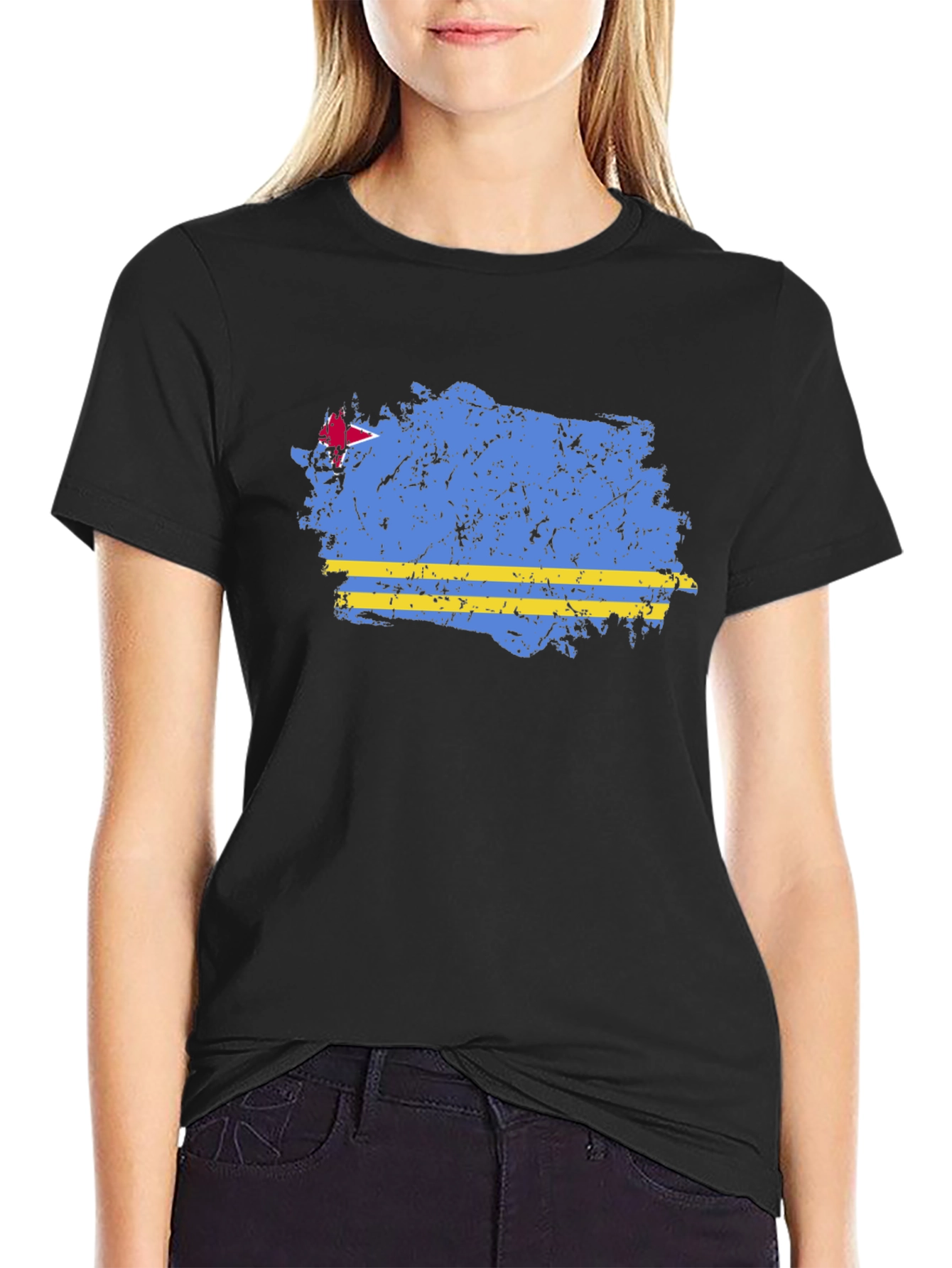Aruba Flag Distressed Graphic T-Shirt