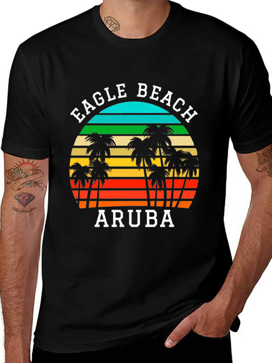 Eagle Beach Aruba T-Shirt | Retro Palm Tree Graphic Tee