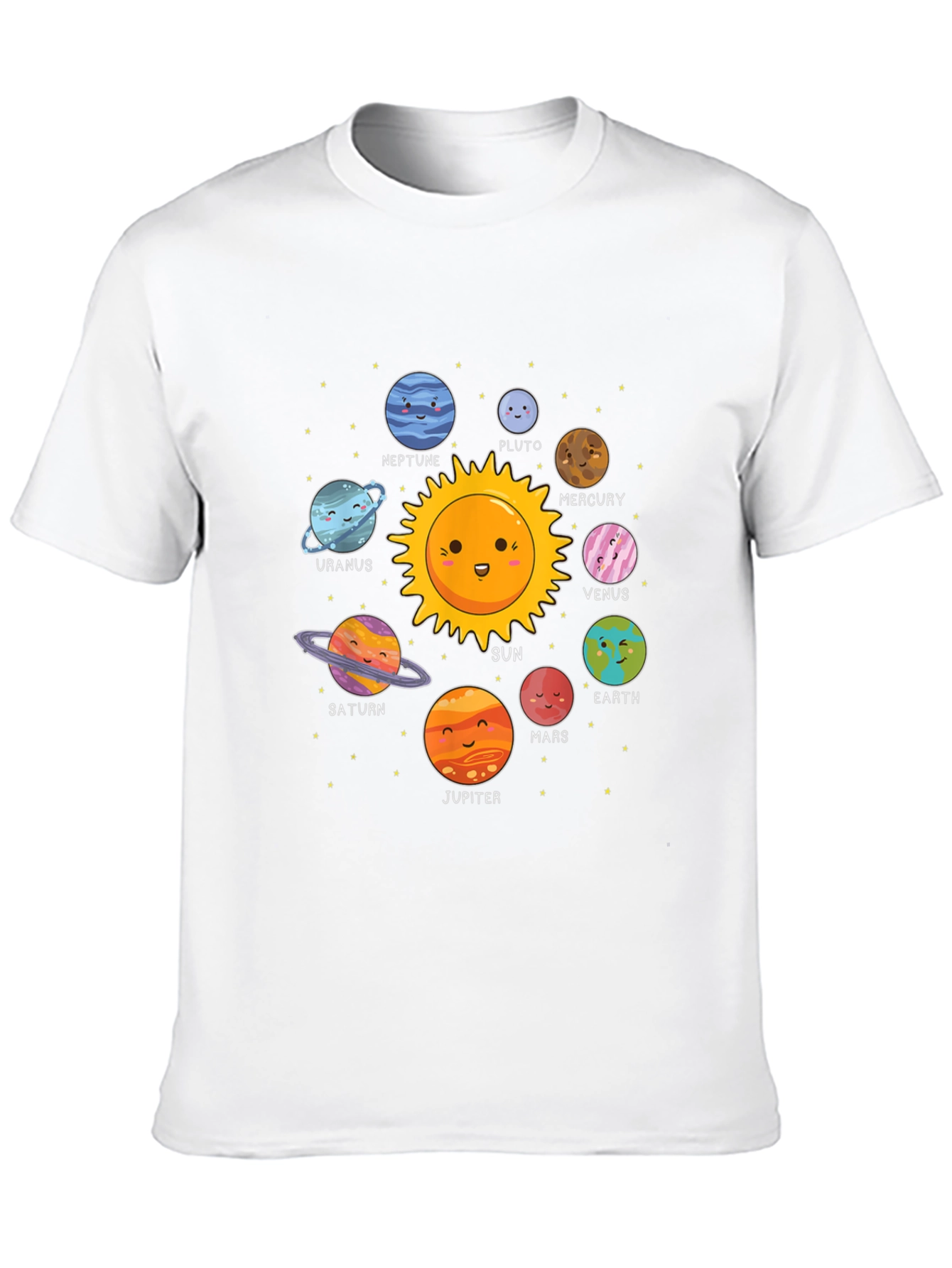 Cute Planets Black T-Shirt Solar System Graphic
