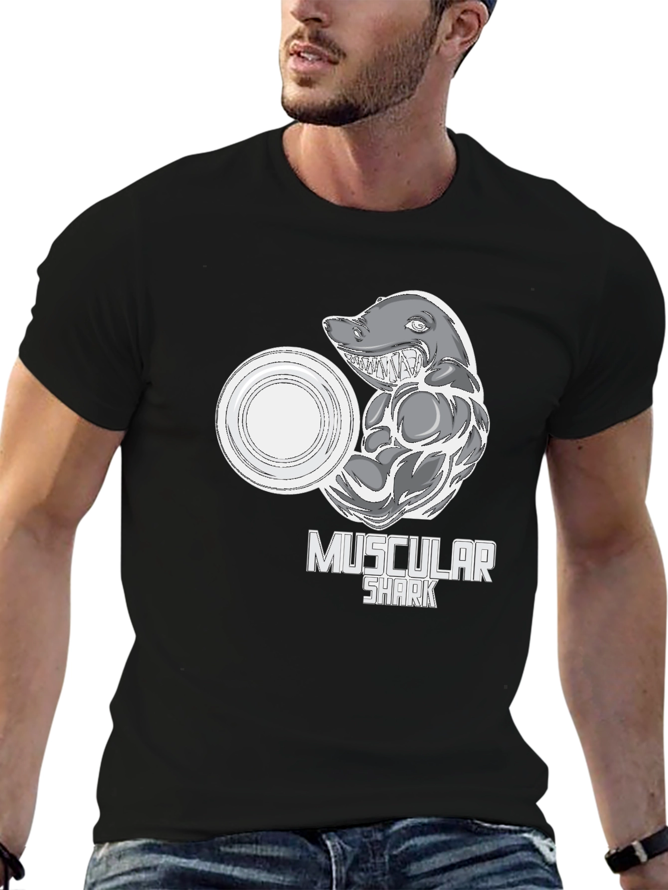 Muscular Shark Graphic T-Shirt - Gym Humor Tee