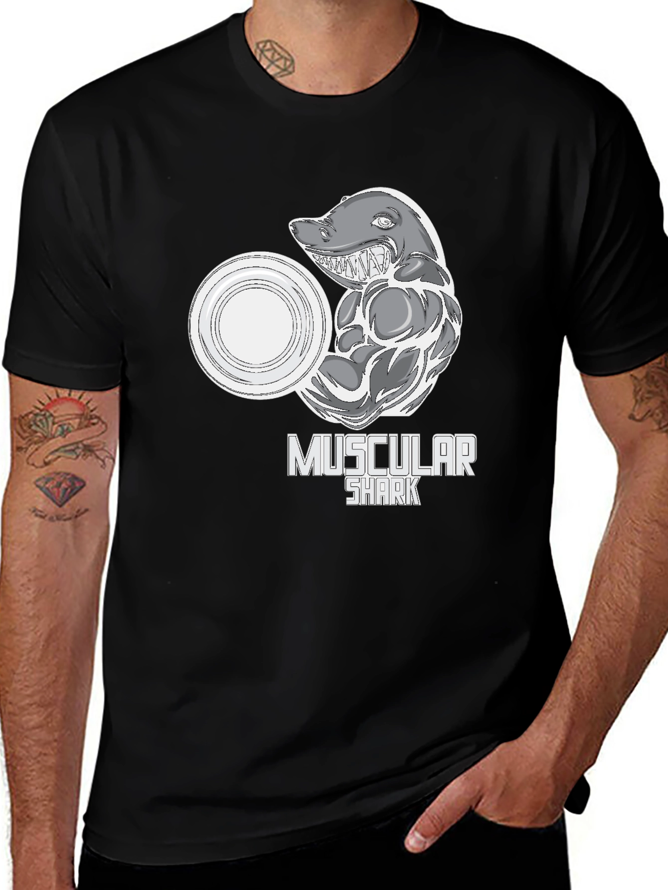 Muscular Shark Graphic T-Shirt - Gym Humor Tee