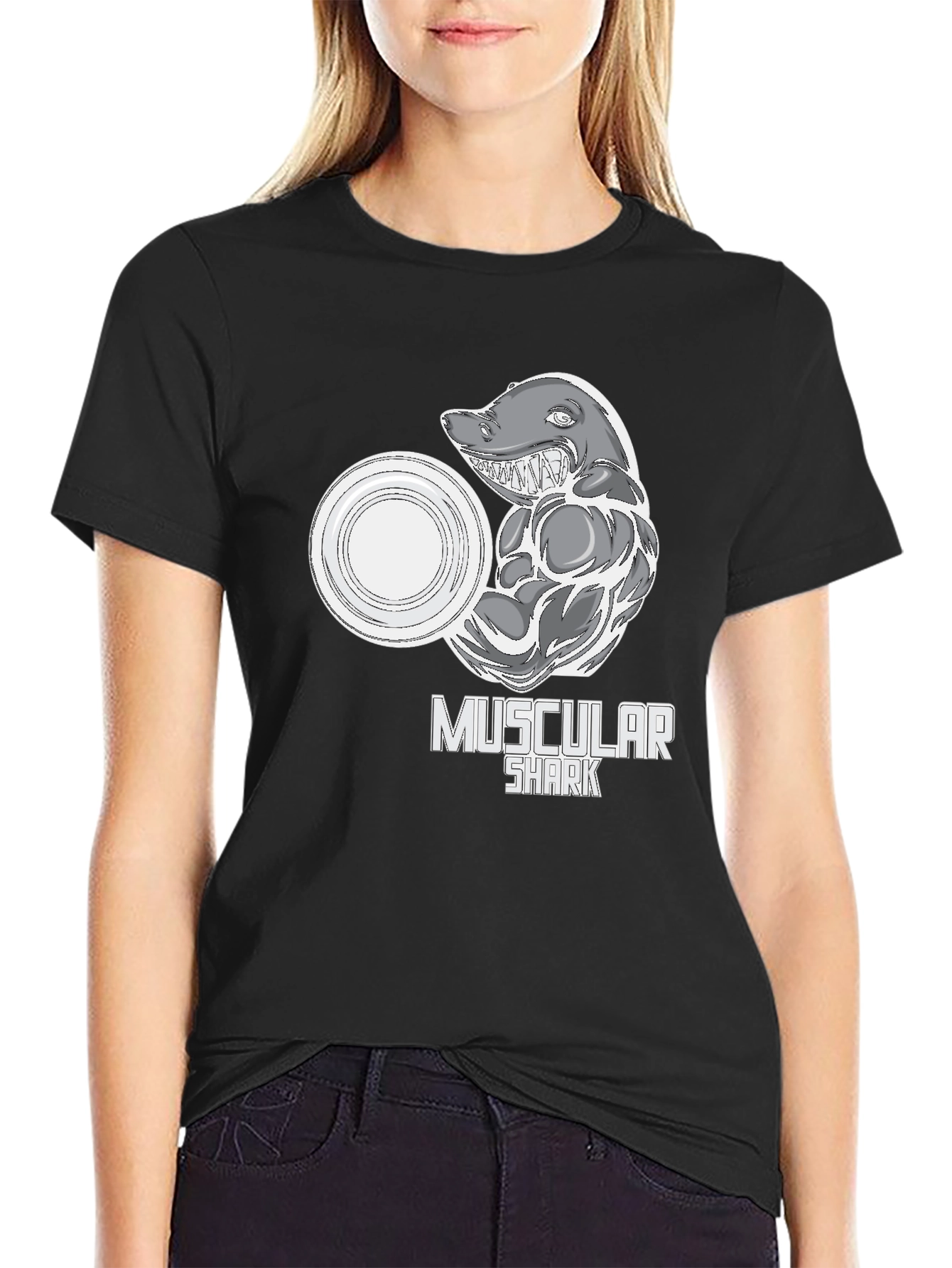 Muscular Shark Graphic T-Shirt - Gym Humor Tee