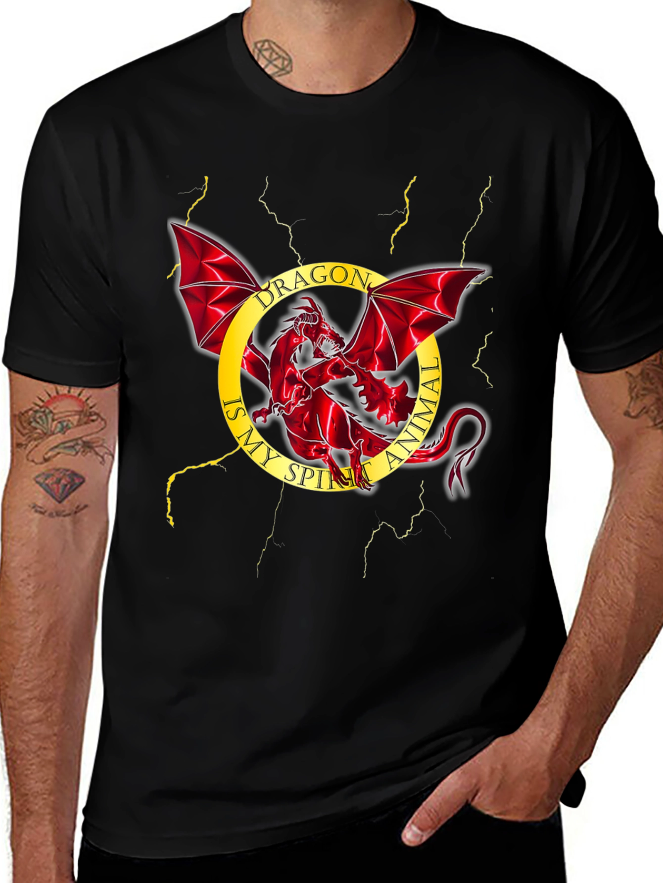 Dragon Spirit Animal Black T-Shirt