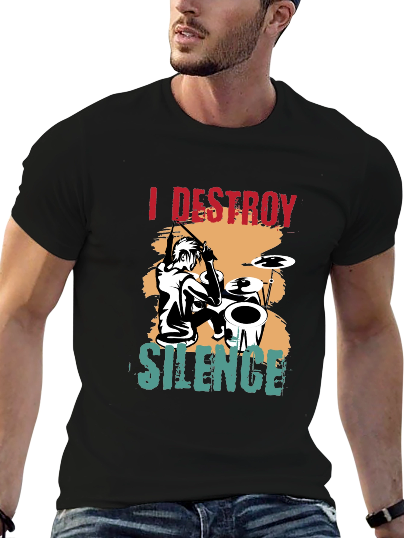 I Destroy Silence Drummer T-Shirt - Music Lover Tee