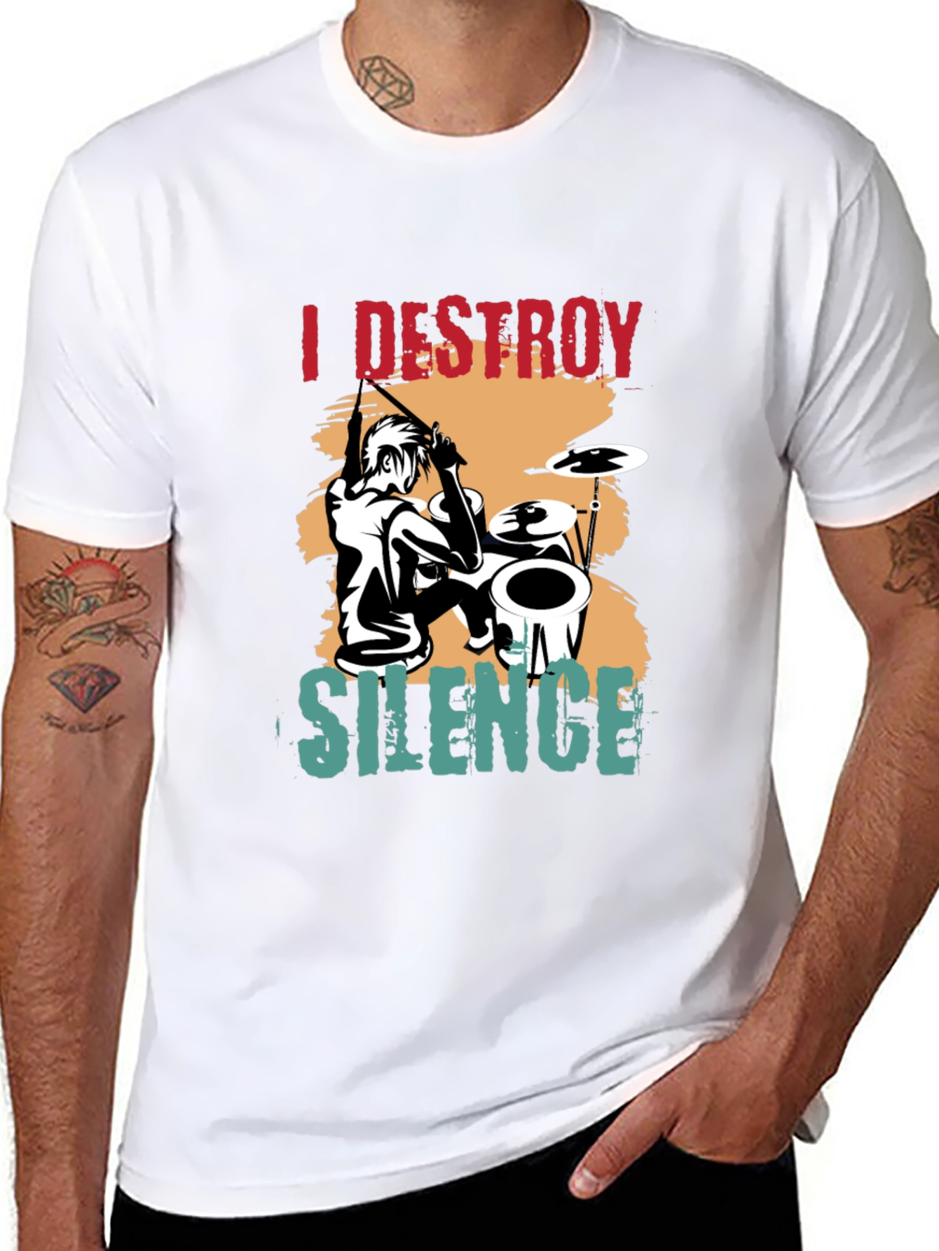 I Destroy Silence Drummer T-Shirt - Music Lover Tee