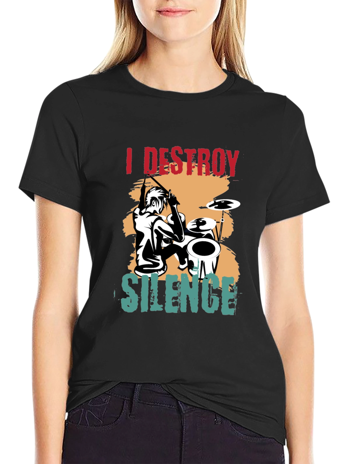I Destroy Silence Drummer T-Shirt - Music Lover Tee