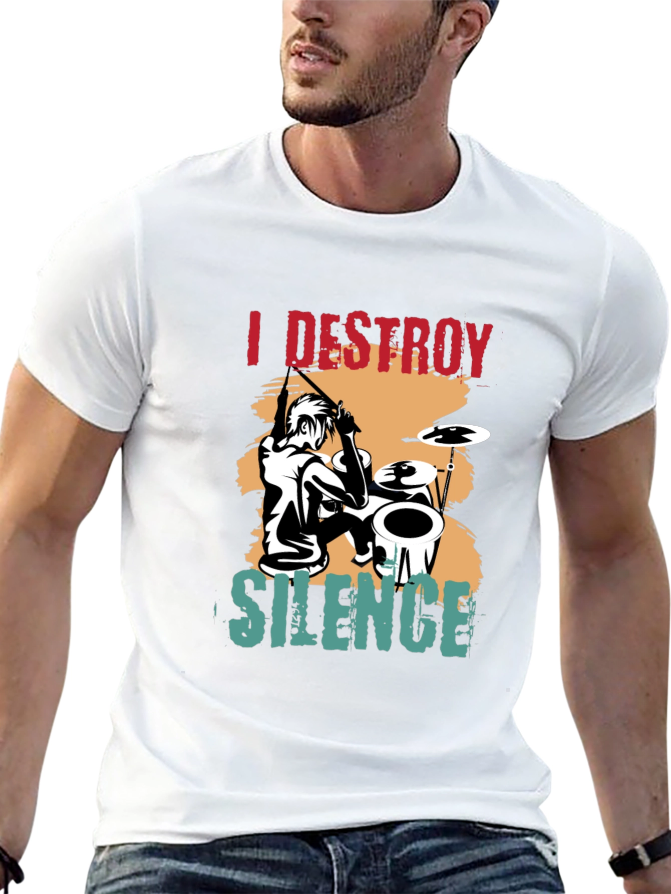 I Destroy Silence Drummer T-Shirt - Music Lover Tee