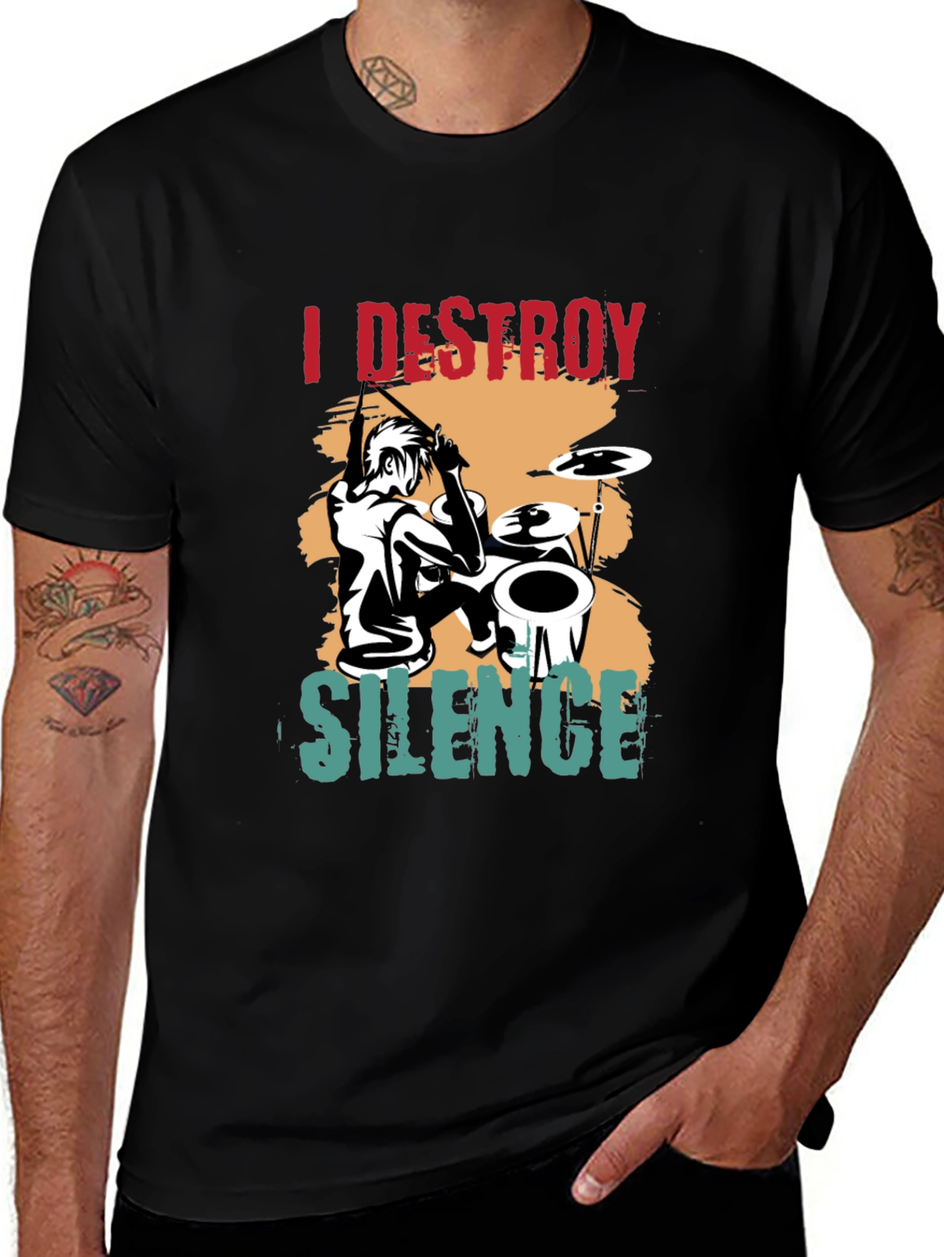 I Destroy Silence Drummer T-Shirt - Music Lover Tee