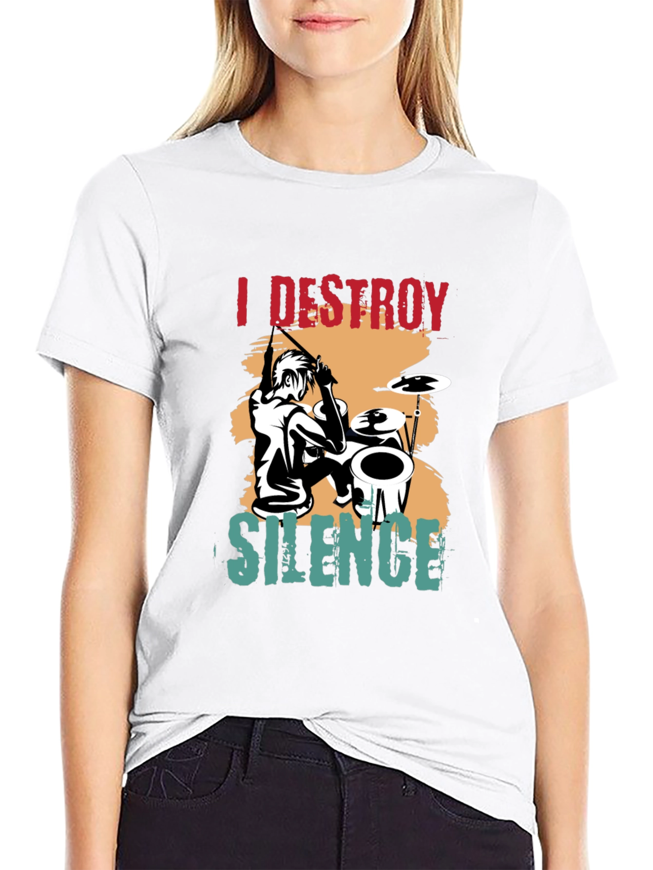 I Destroy Silence Drummer T-Shirt - Music Lover Tee