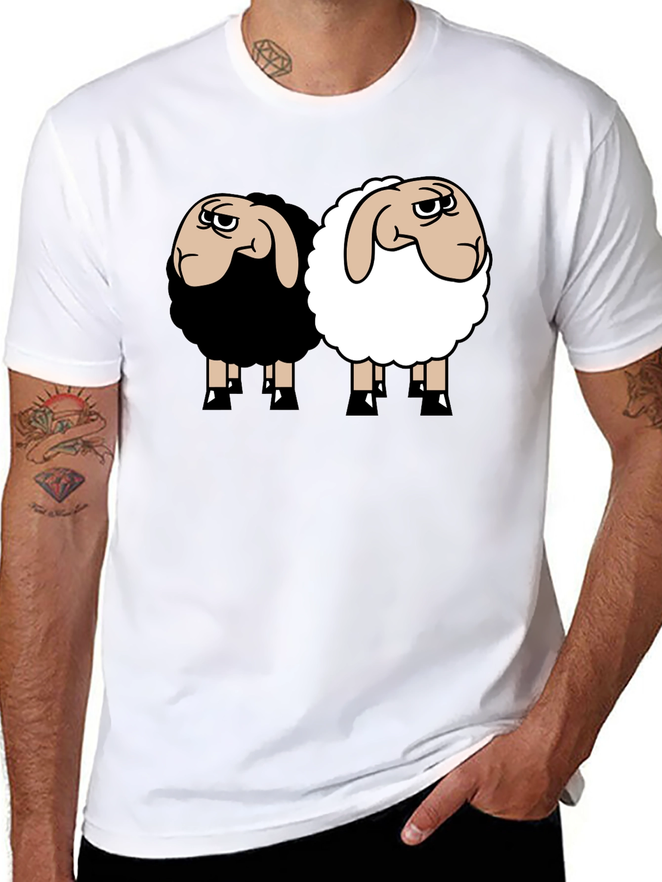 Black T-Shirt with Sheep Graphic