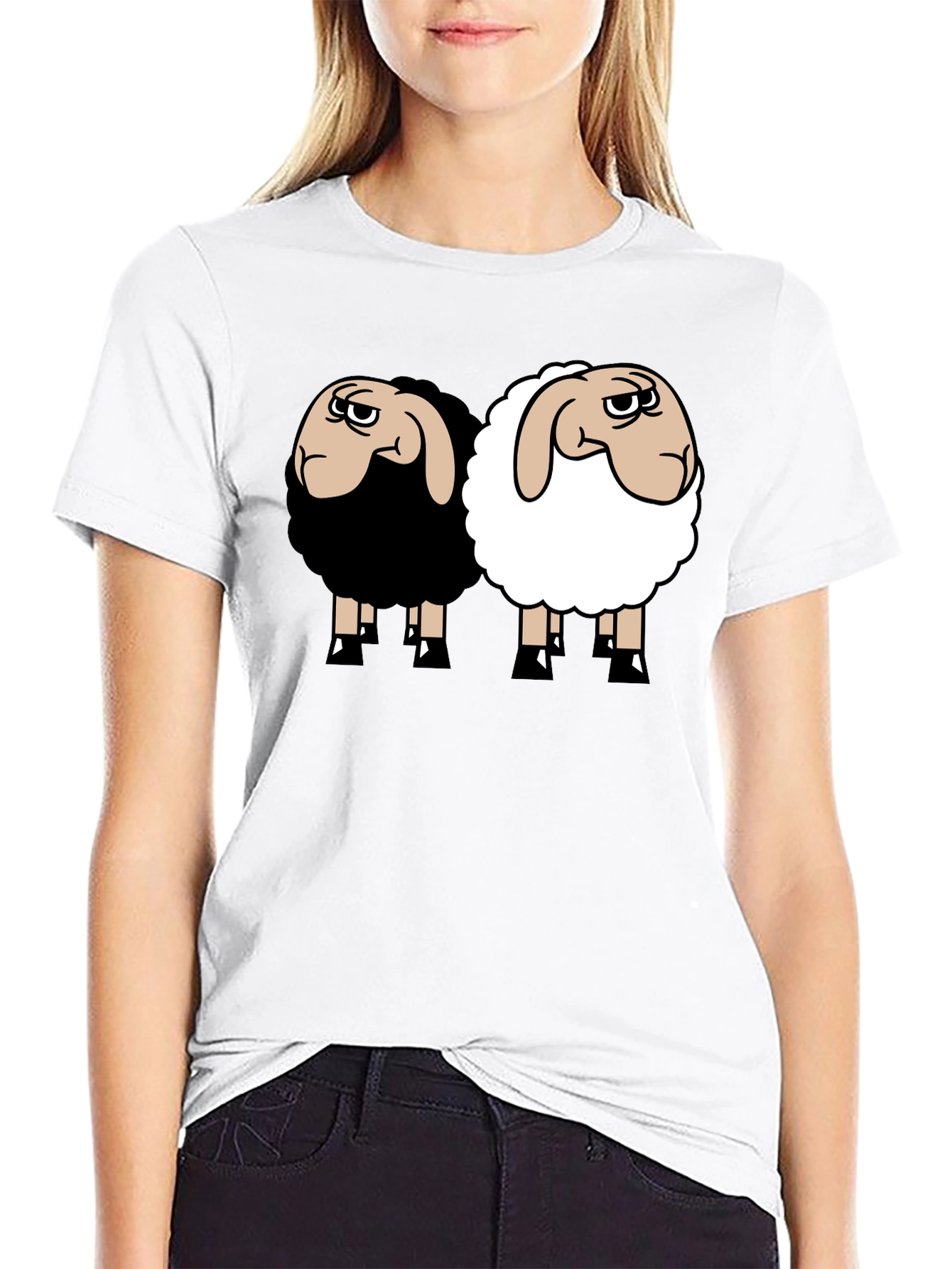 Black T-Shirt with Sheep Graphic