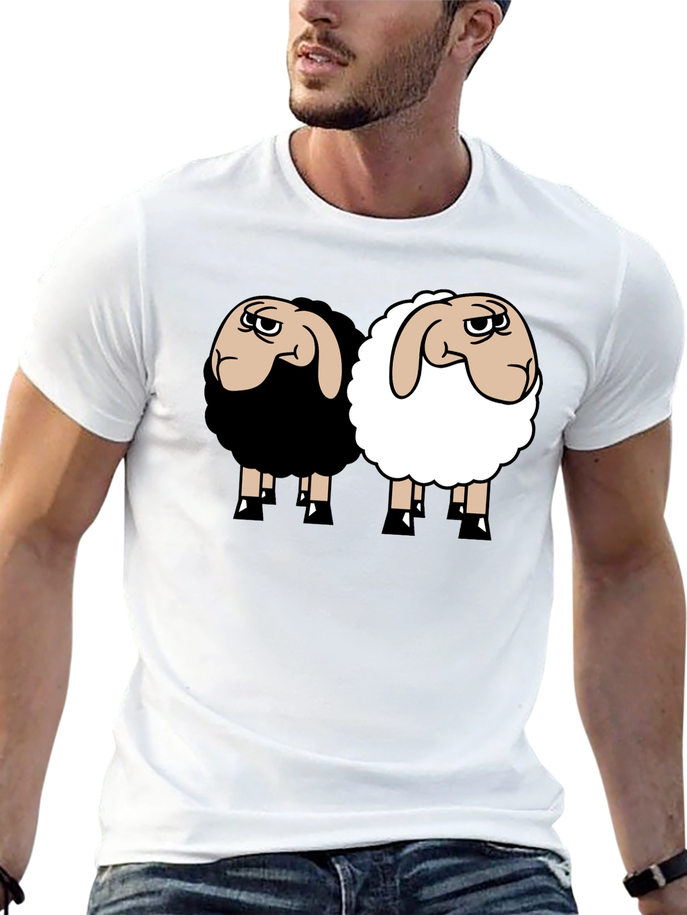 Black T-Shirt with Sheep Graphic