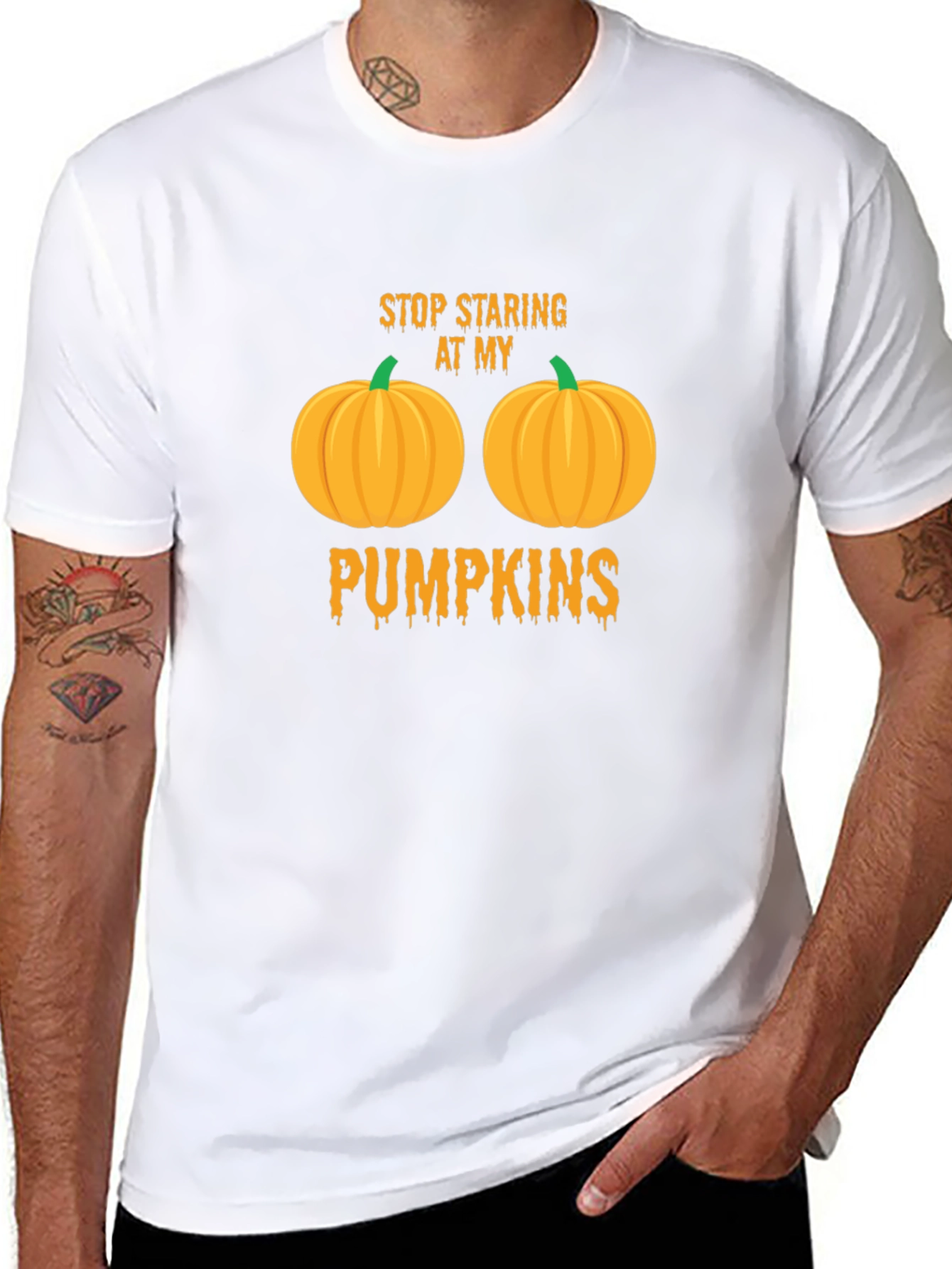 Stop Staring At My Pumpkins Halloween T-Shirt