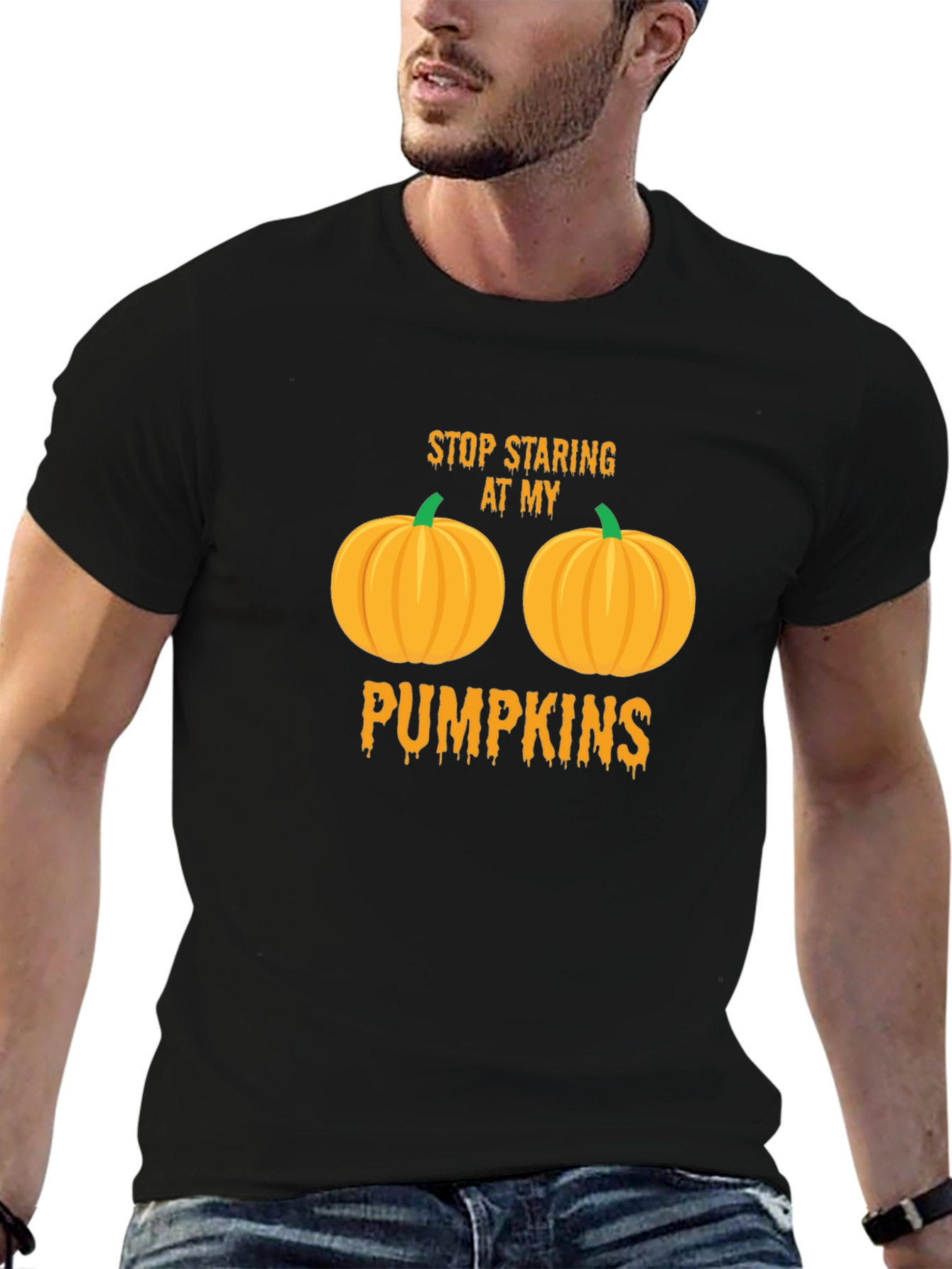 Stop Staring At My Pumpkins Halloween T-Shirt