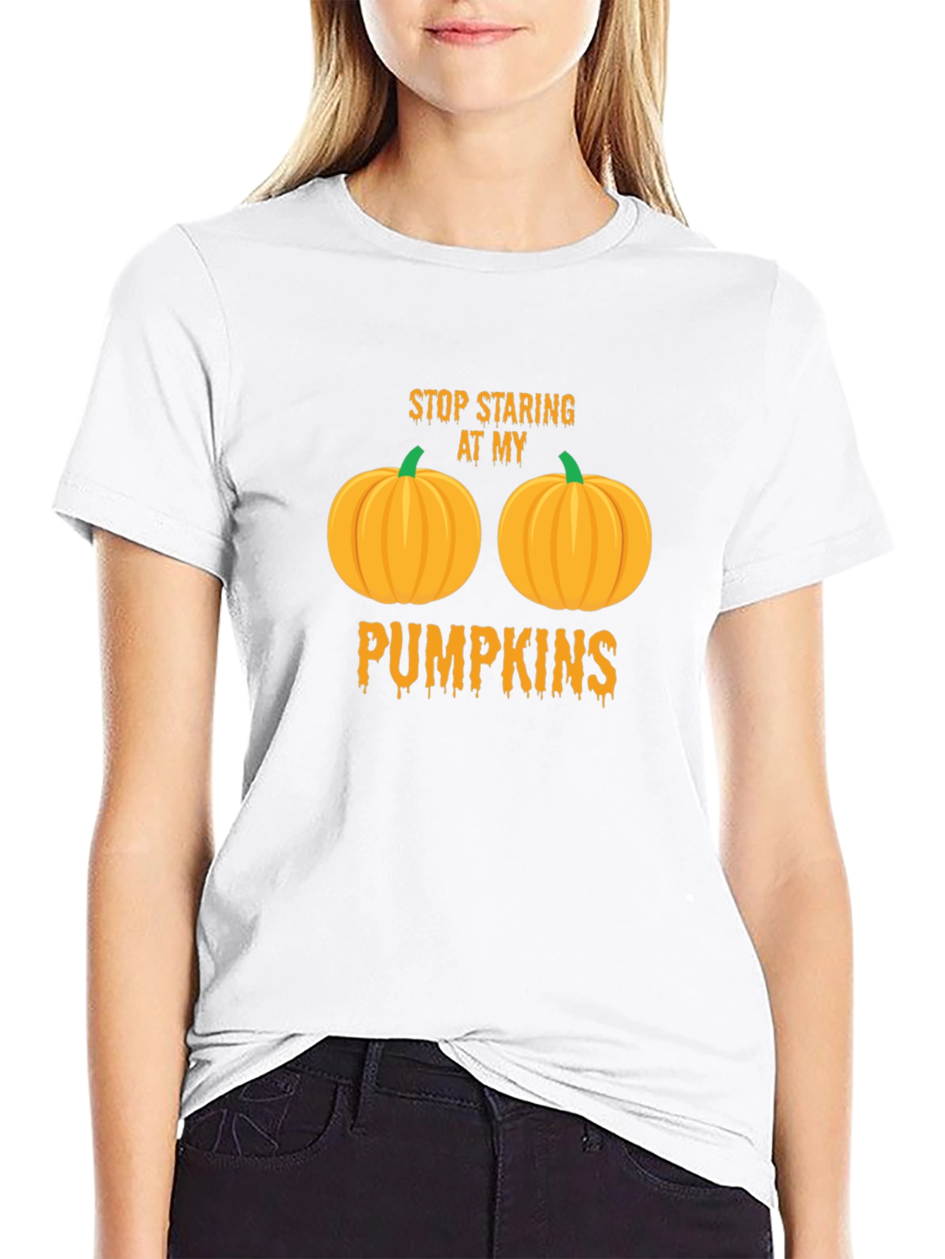 Stop Staring At My Pumpkins Halloween T-Shirt