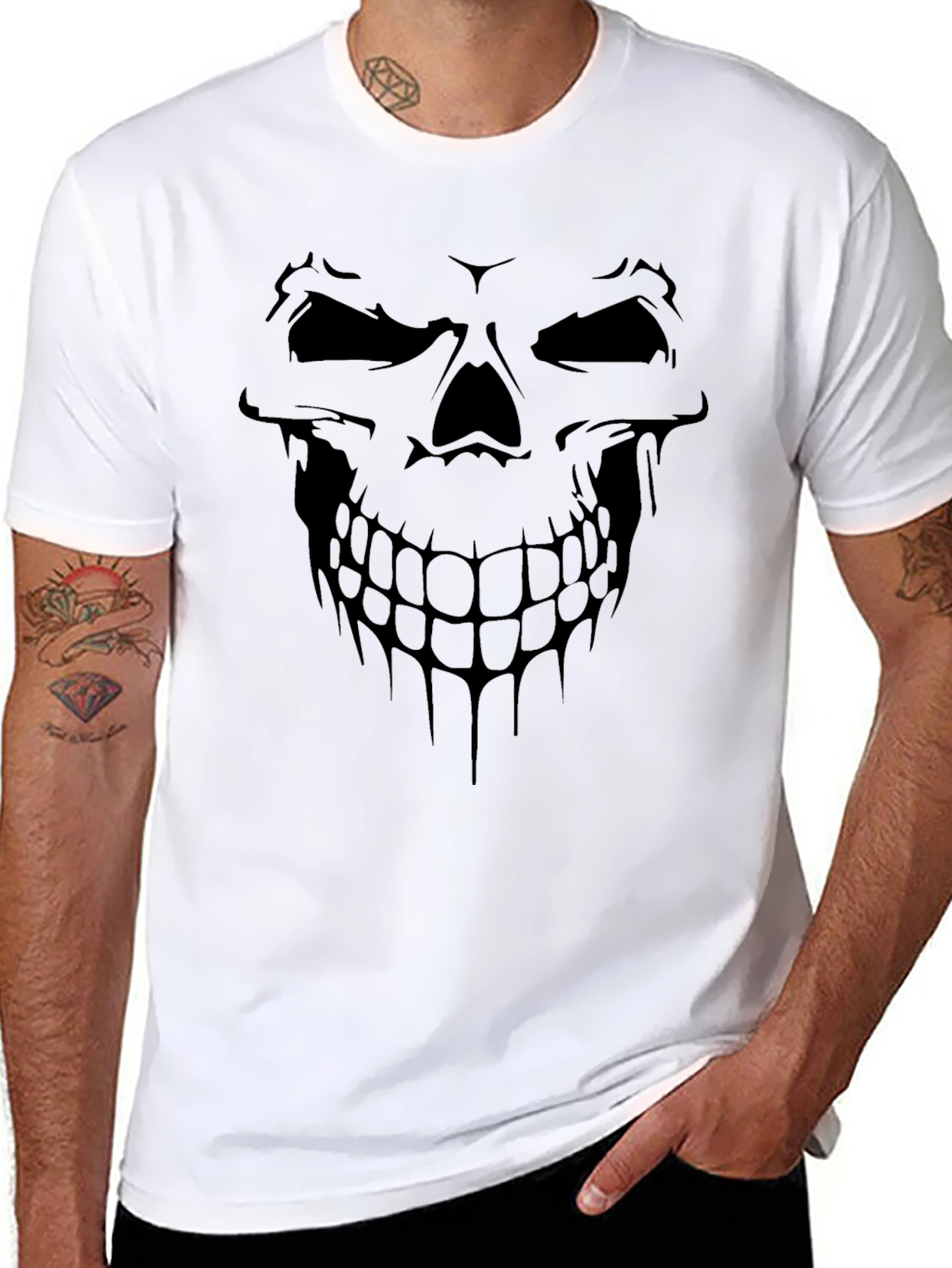 Mens Black Skull Graphic T-Shirt