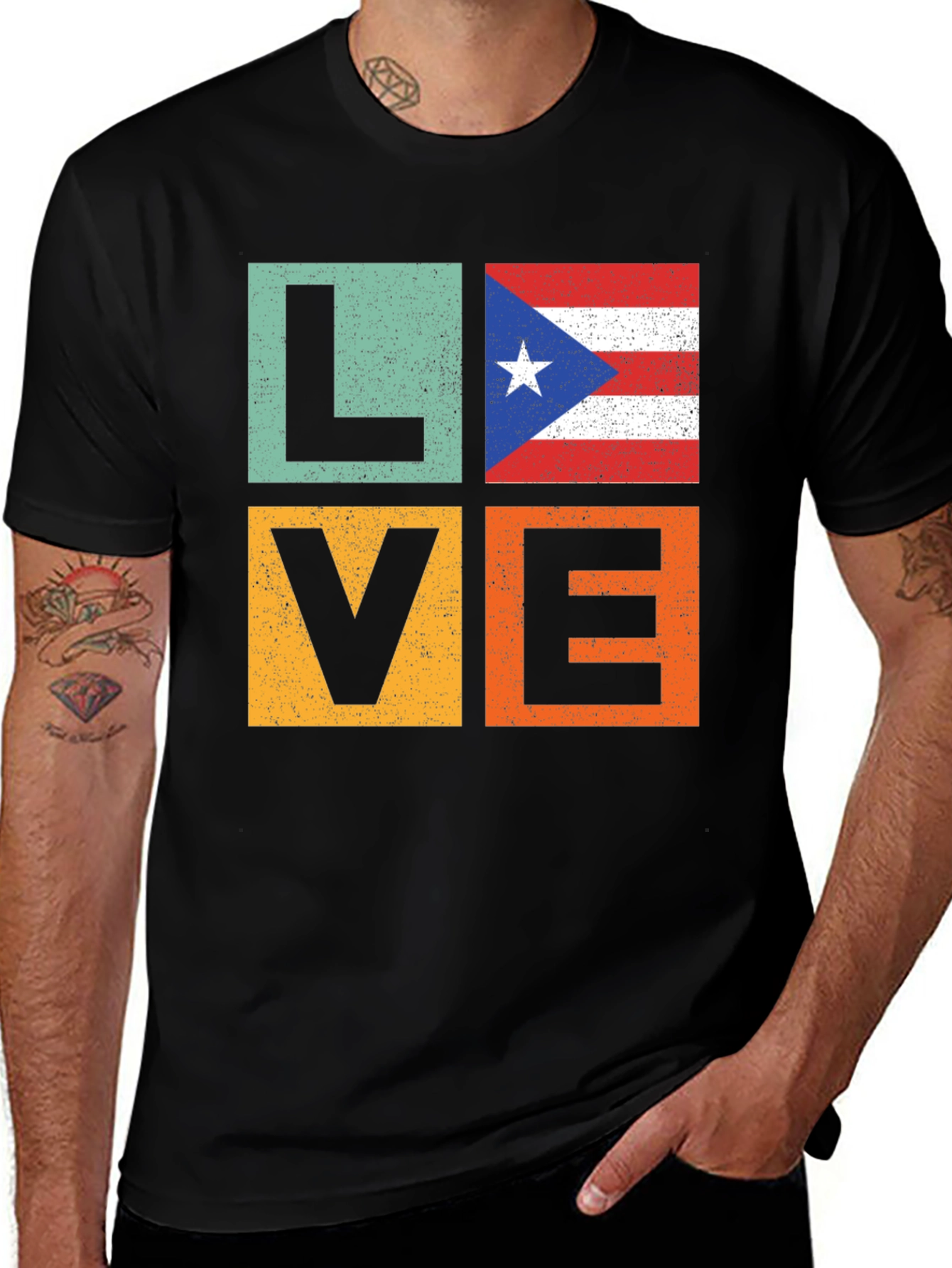 Puerto Rico Love Graphic Tee - Black T-Shirt