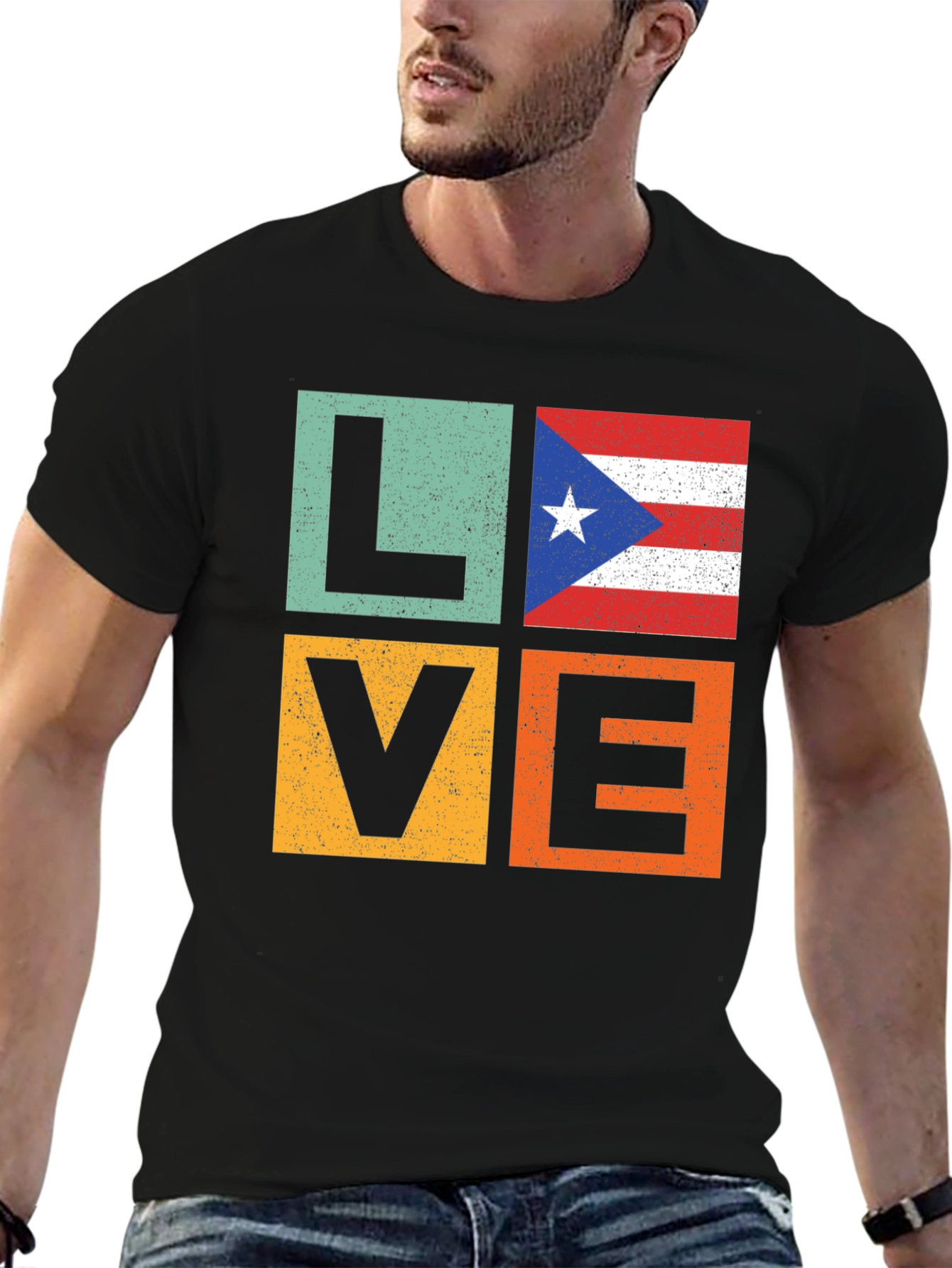 Puerto Rico Love Graphic Tee - Black T-Shirt