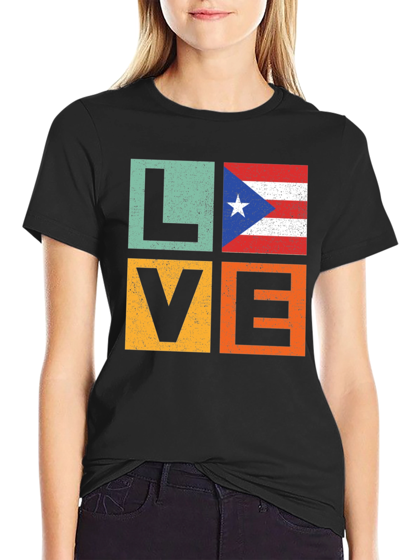 Puerto Rico Love Graphic Tee - Black T-Shirt
