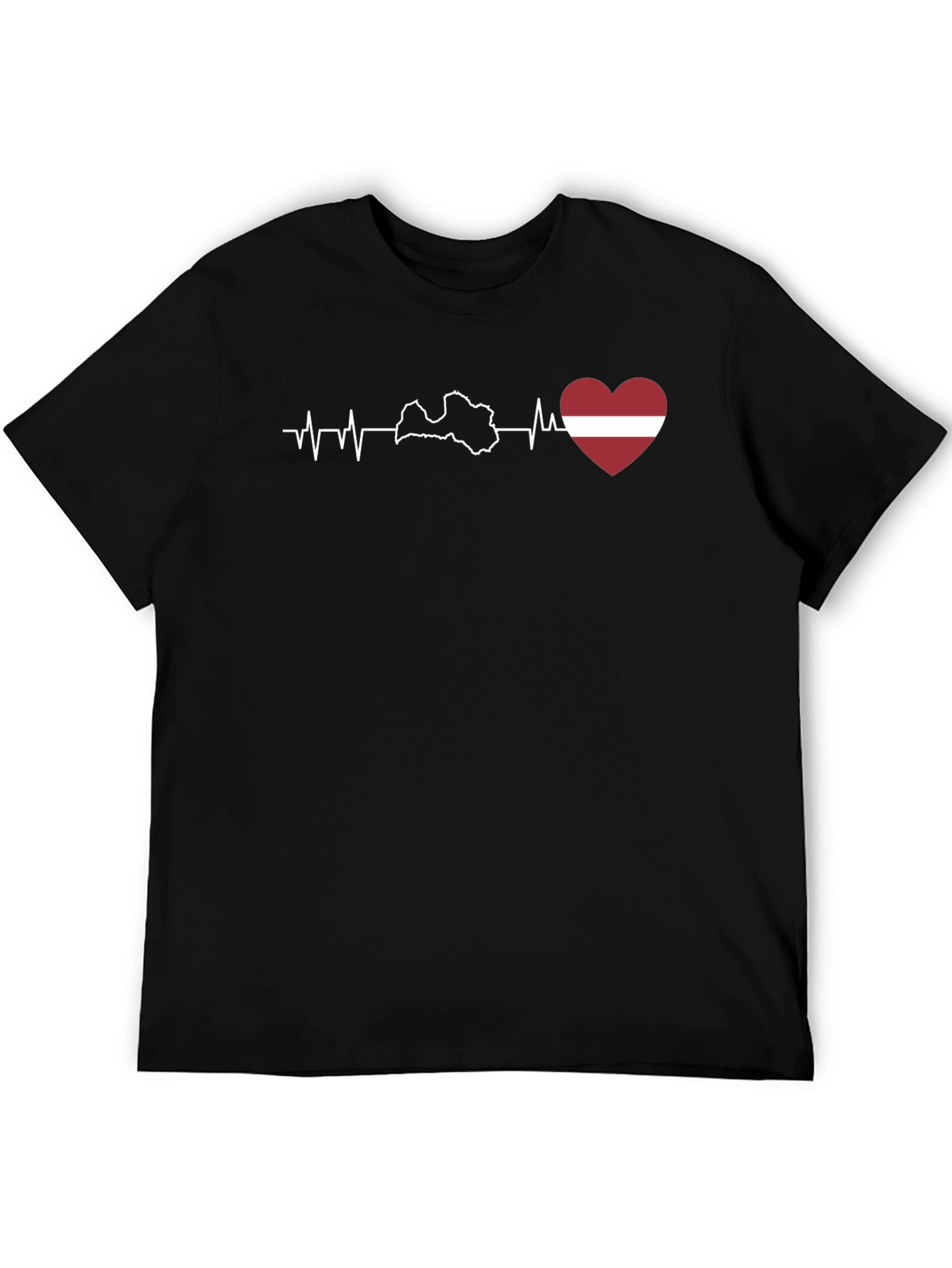 Latvia Heartbeat T-Shirt - Black Cotton Tee