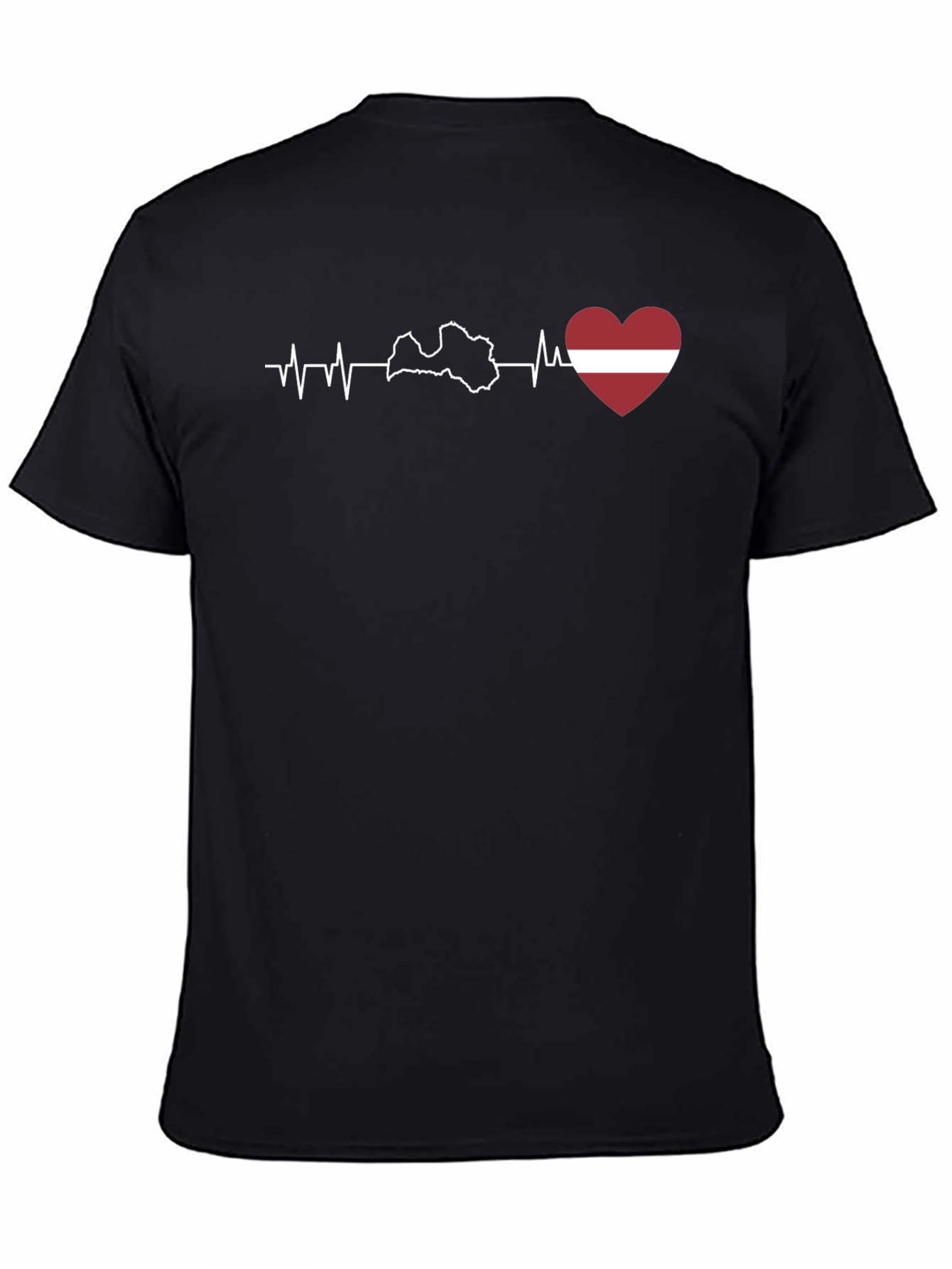 Latvia Heartbeat T-Shirt - Black Cotton Tee