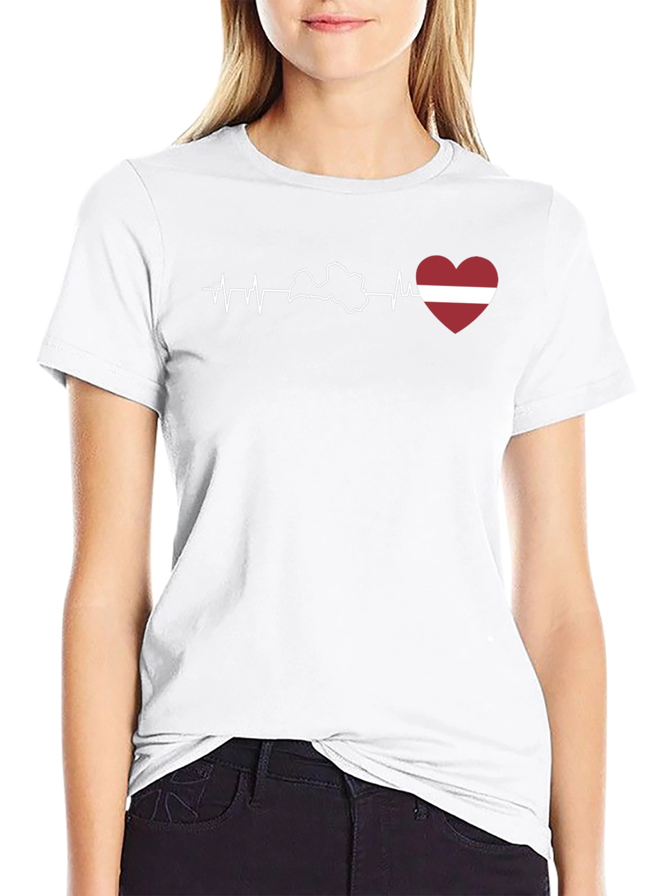 Latvia Heartbeat T-Shirt - Black Cotton Tee