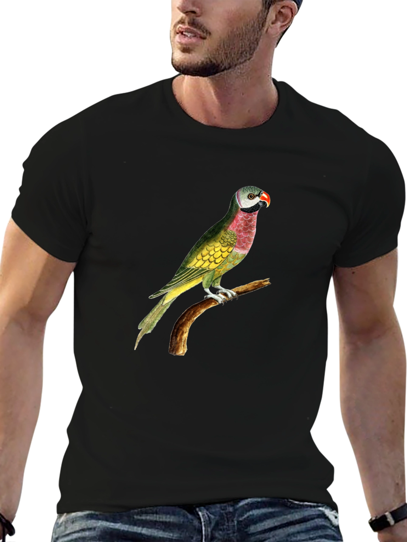 Parrot Graphic Tee - Black Cotton T-Shirt