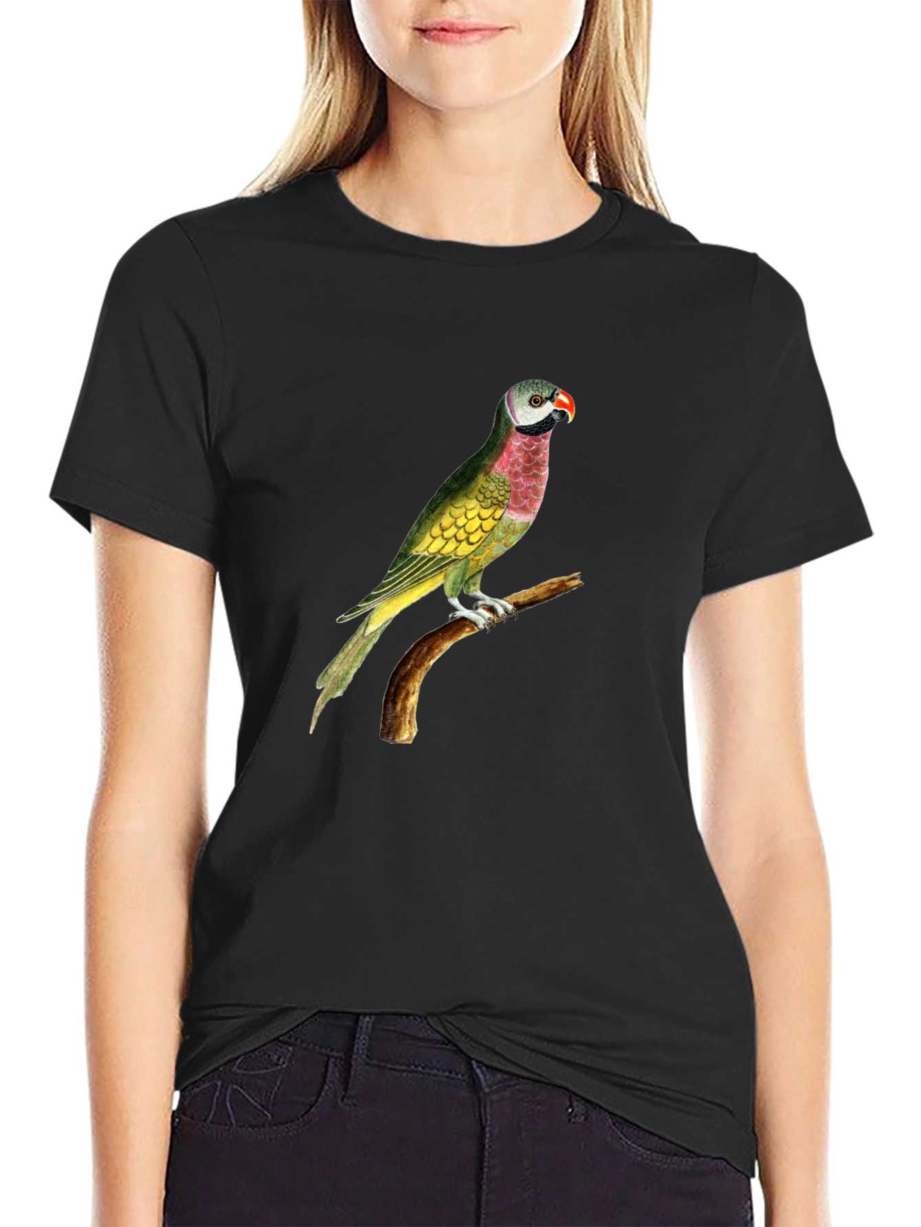 Parrot Graphic Tee - Black Cotton T-Shirt