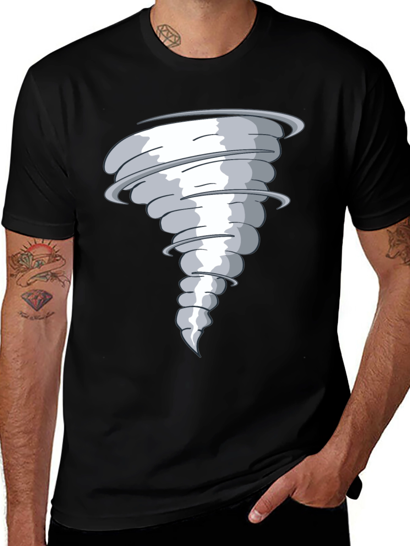 Tornado Graphic Print Black T-Shirt