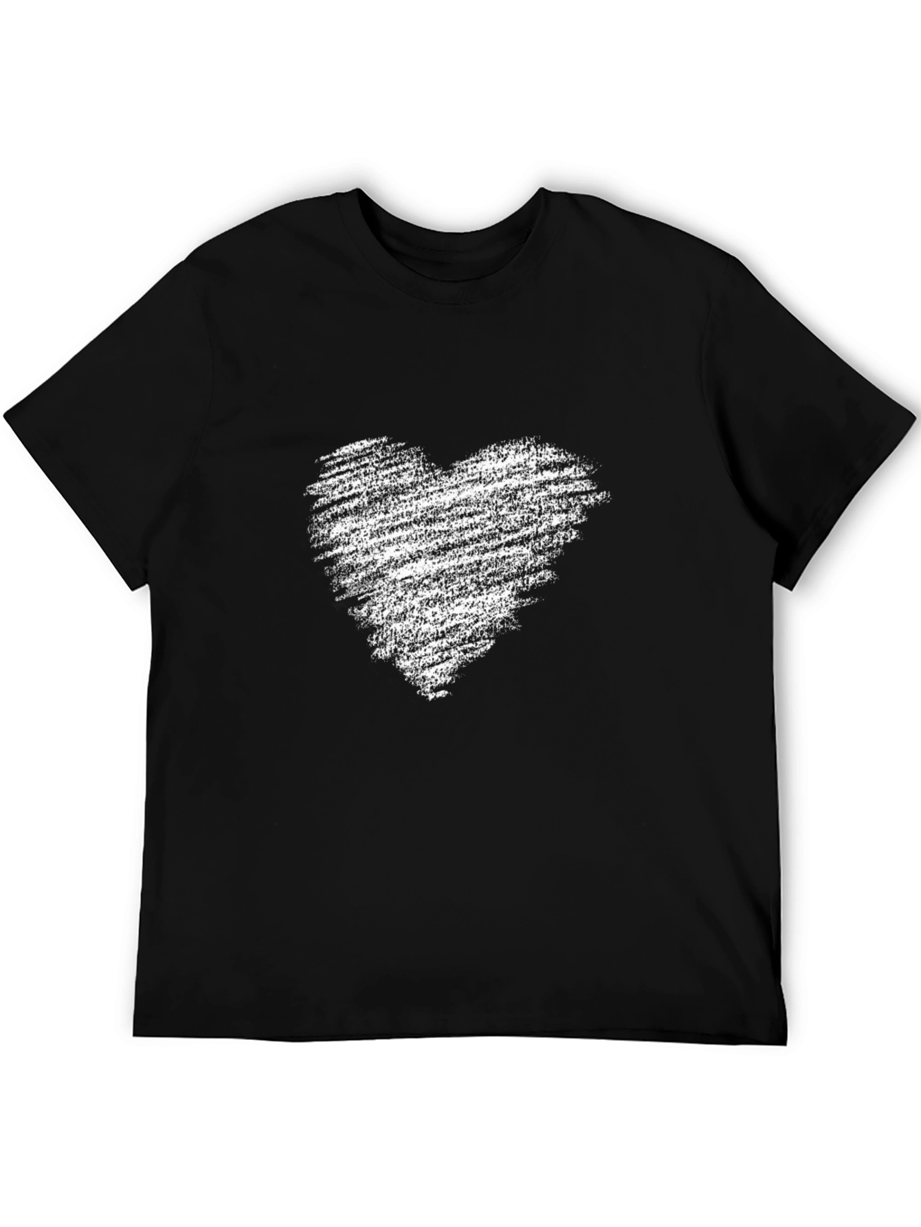 Mens Black T-Shirt with Distressed Heart Graphic