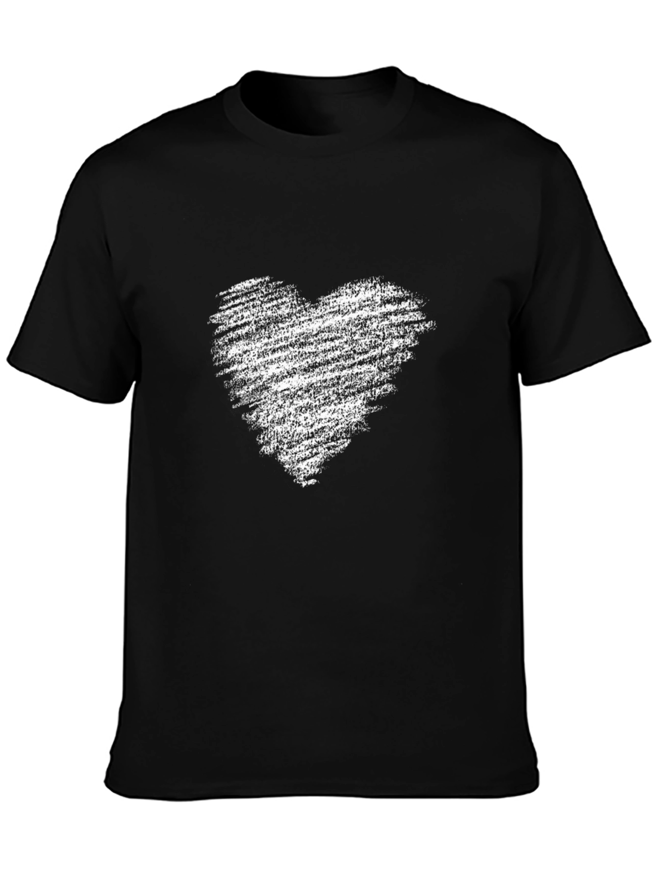 Mens Black T-Shirt with Distressed Heart Graphic