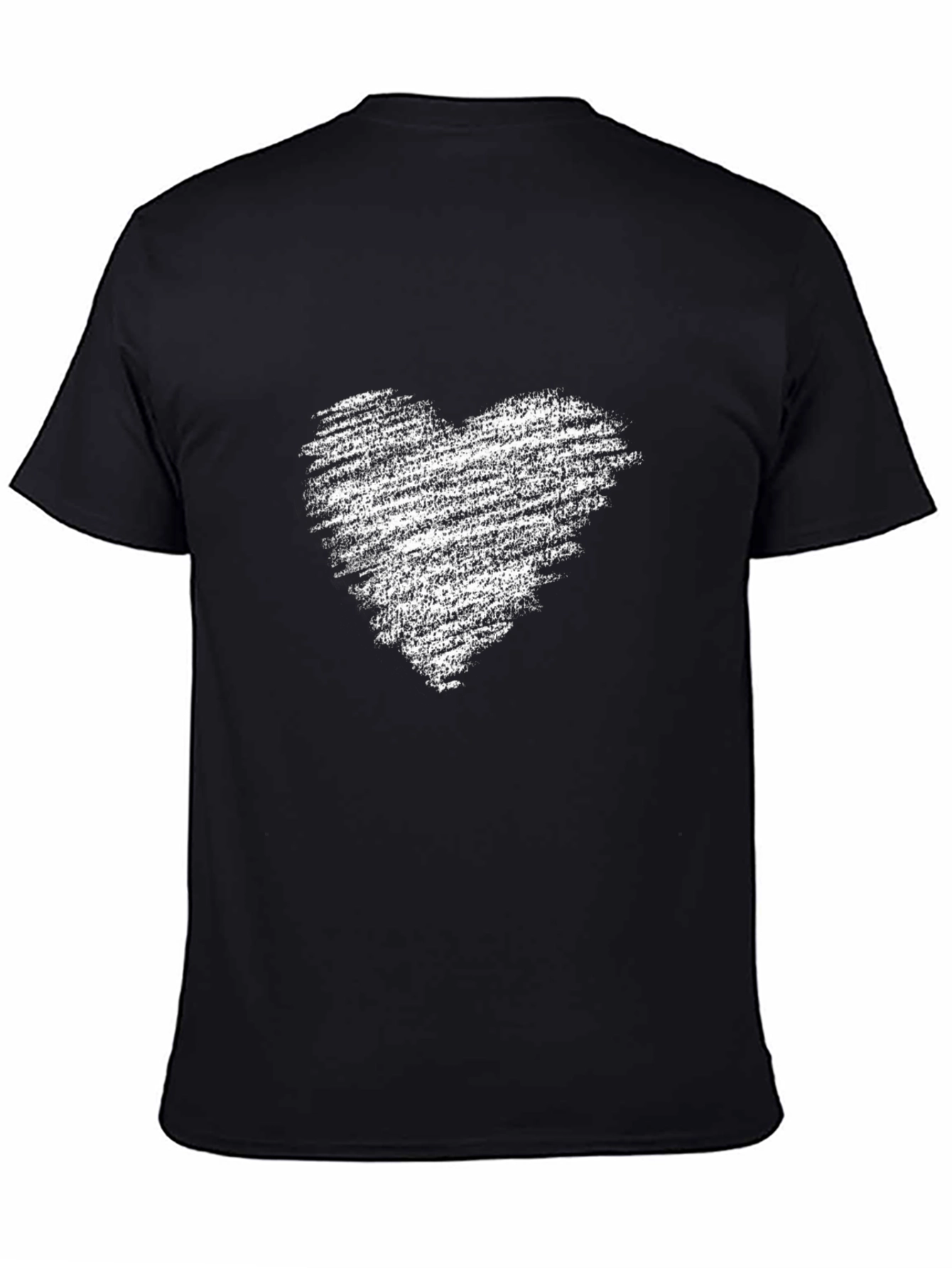 Mens Black T-Shirt with Distressed Heart Graphic