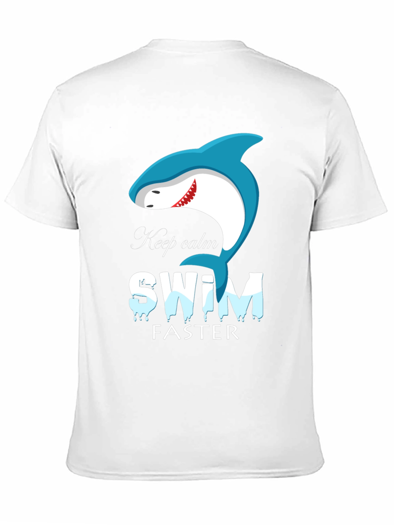 Keep Calm Swim Faster Shark Graphic Black T-Shirt