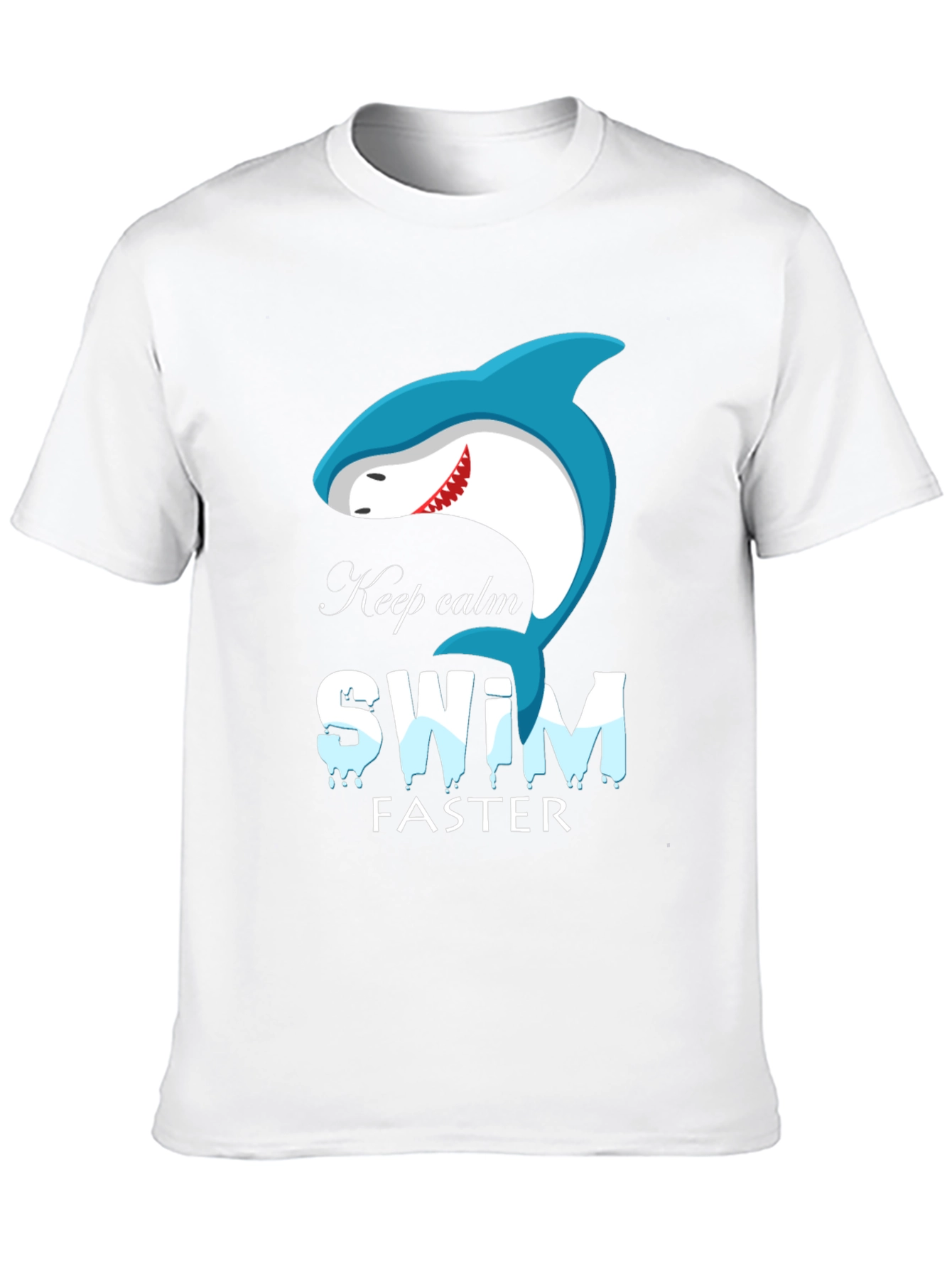 Keep Calm Swim Faster Shark Graphic Black T-Shirt