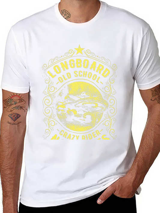 Longboard Old School Crazy Rider Black T-Shirt