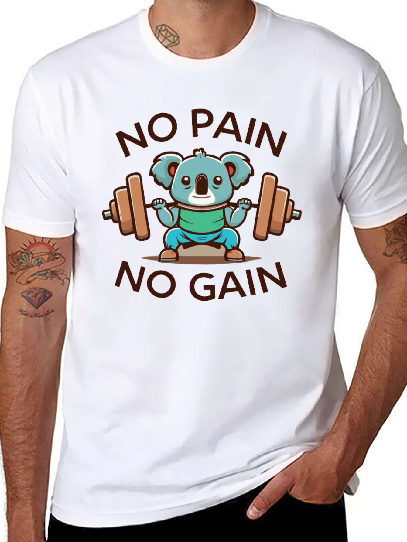 Koala Lifting Weights Graphic T-Shirt