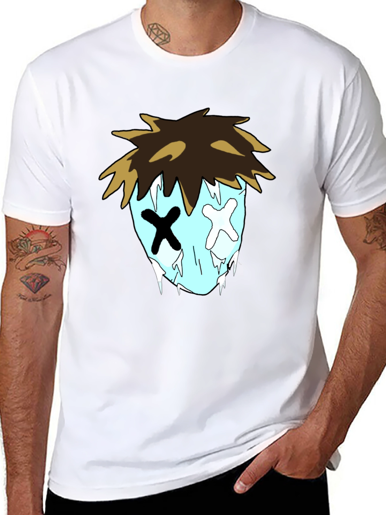 Cartoon Graphic Black T-Shirt for Men