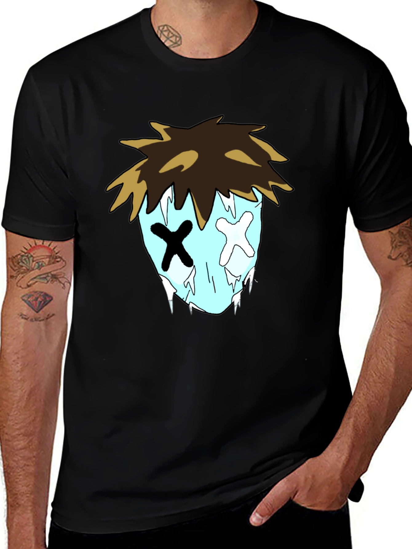 Cartoon Graphic Black T-Shirt for Men