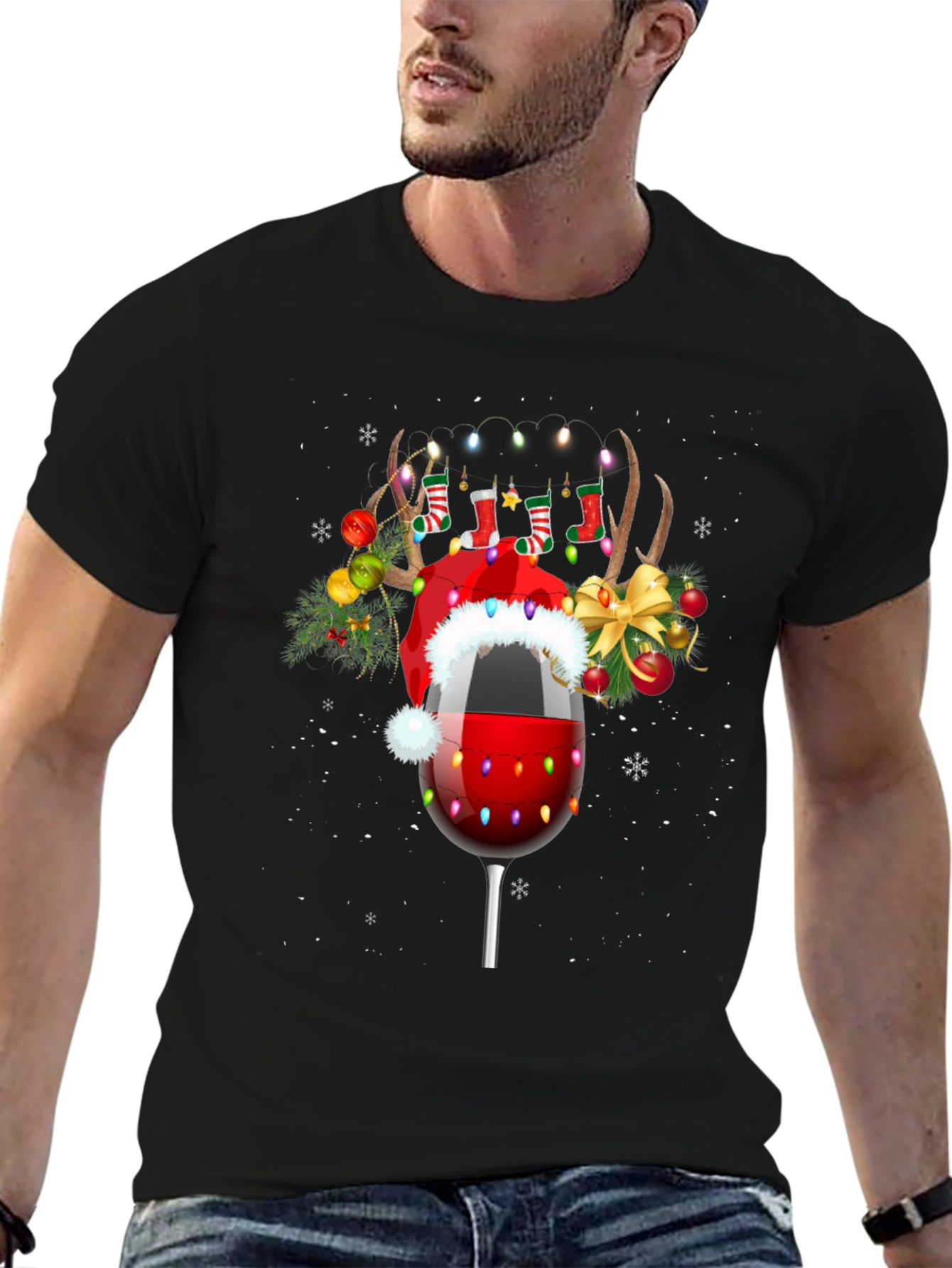 Festive Wine Glass Christmas T-Shirt