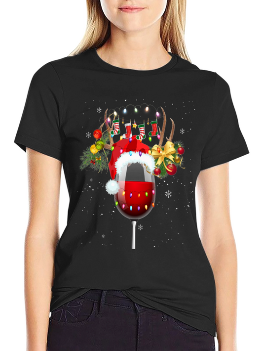 Festive Wine Glass Christmas T-Shirt