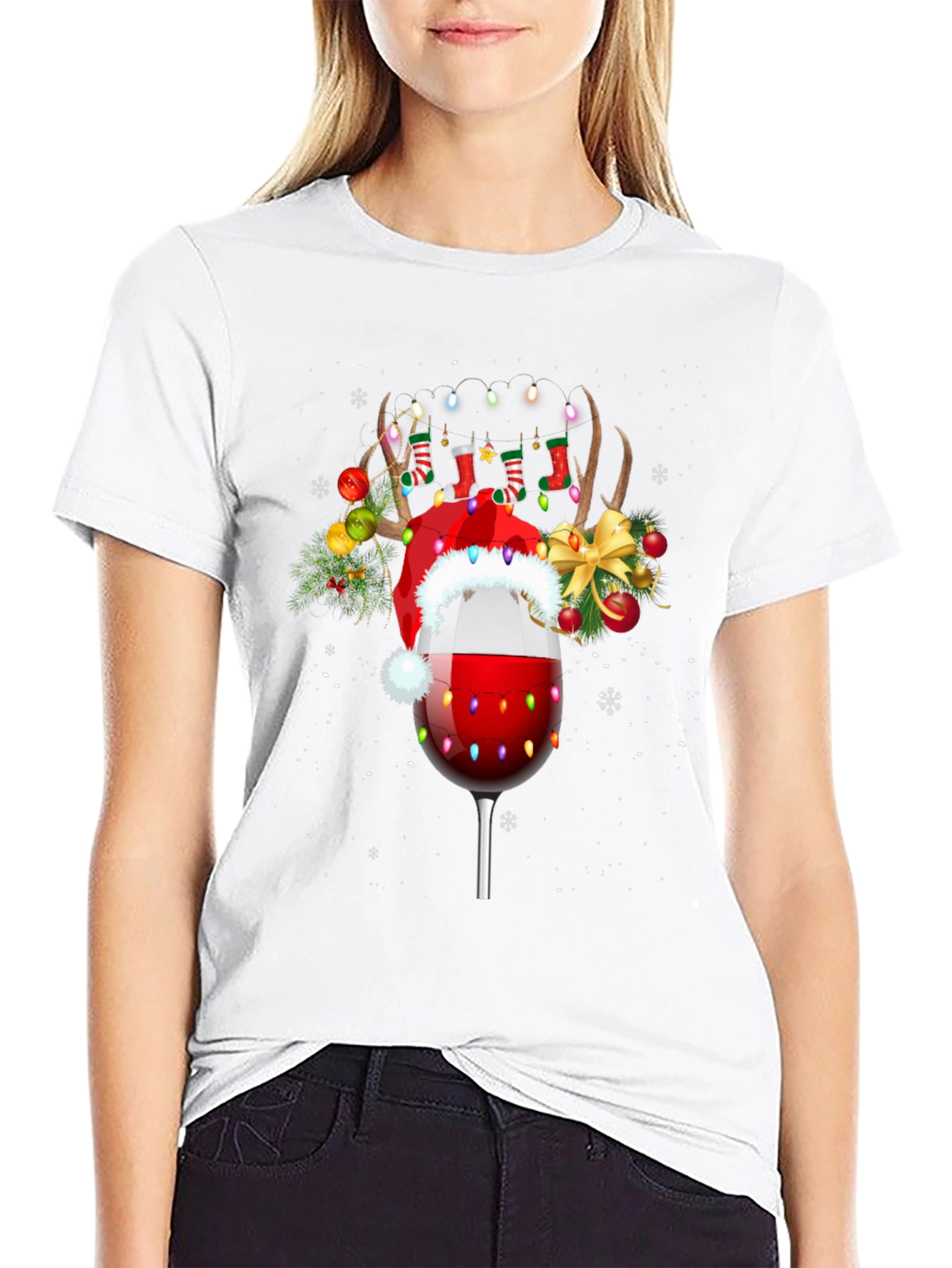 Festive Wine Glass Christmas T-Shirt