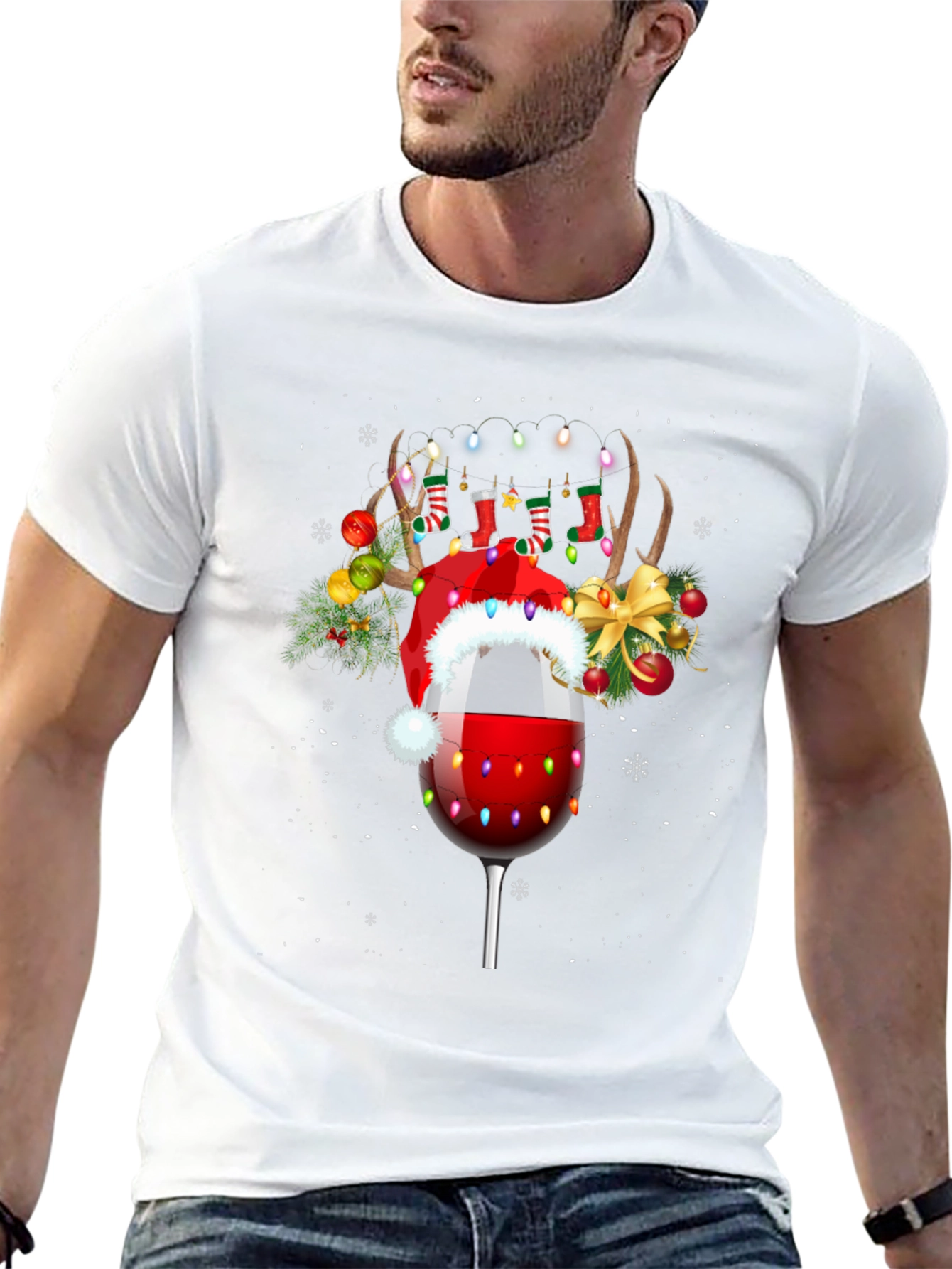 Festive Wine Glass Christmas T-Shirt