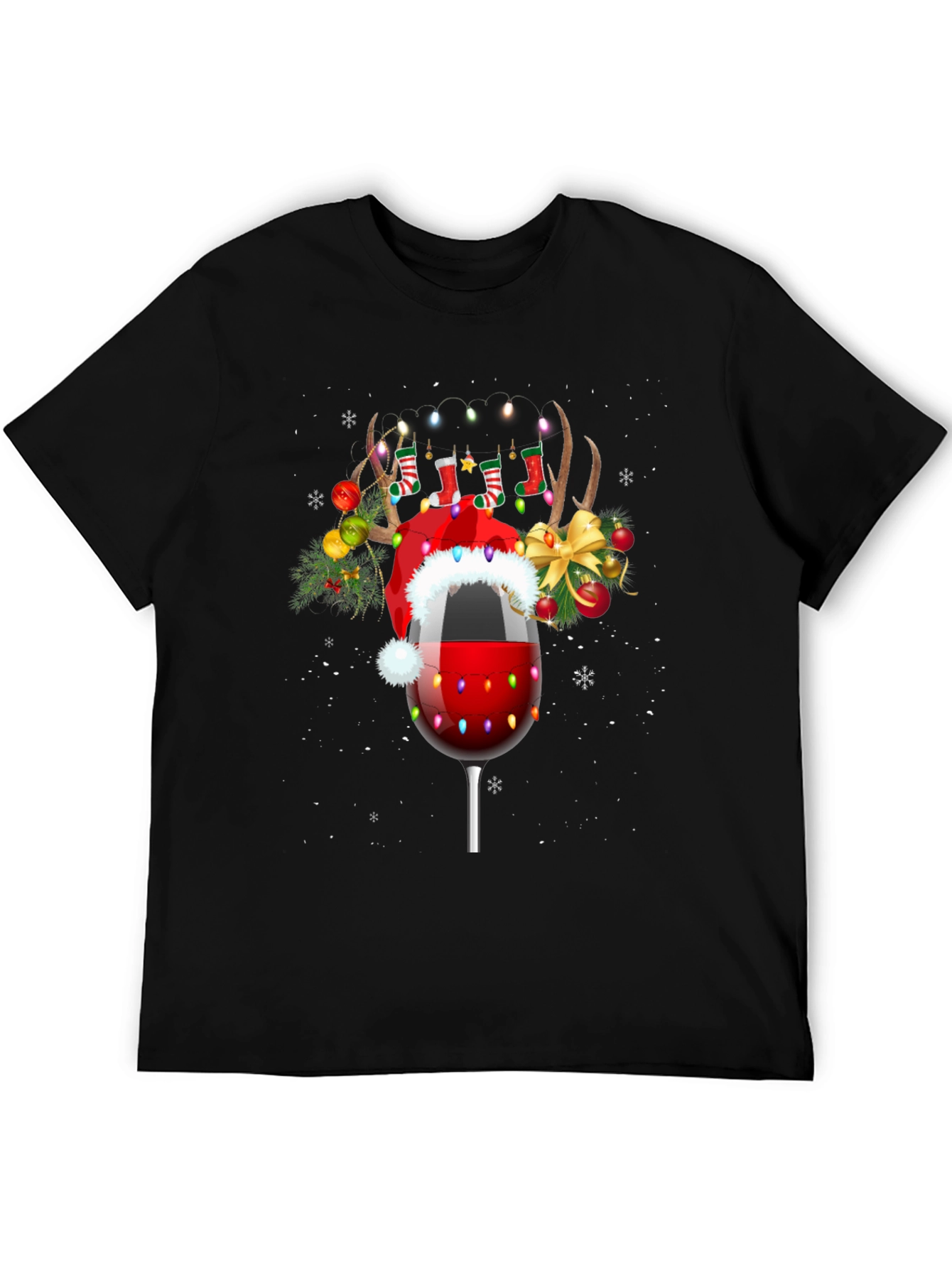 Festive Wine Glass Christmas T-Shirt