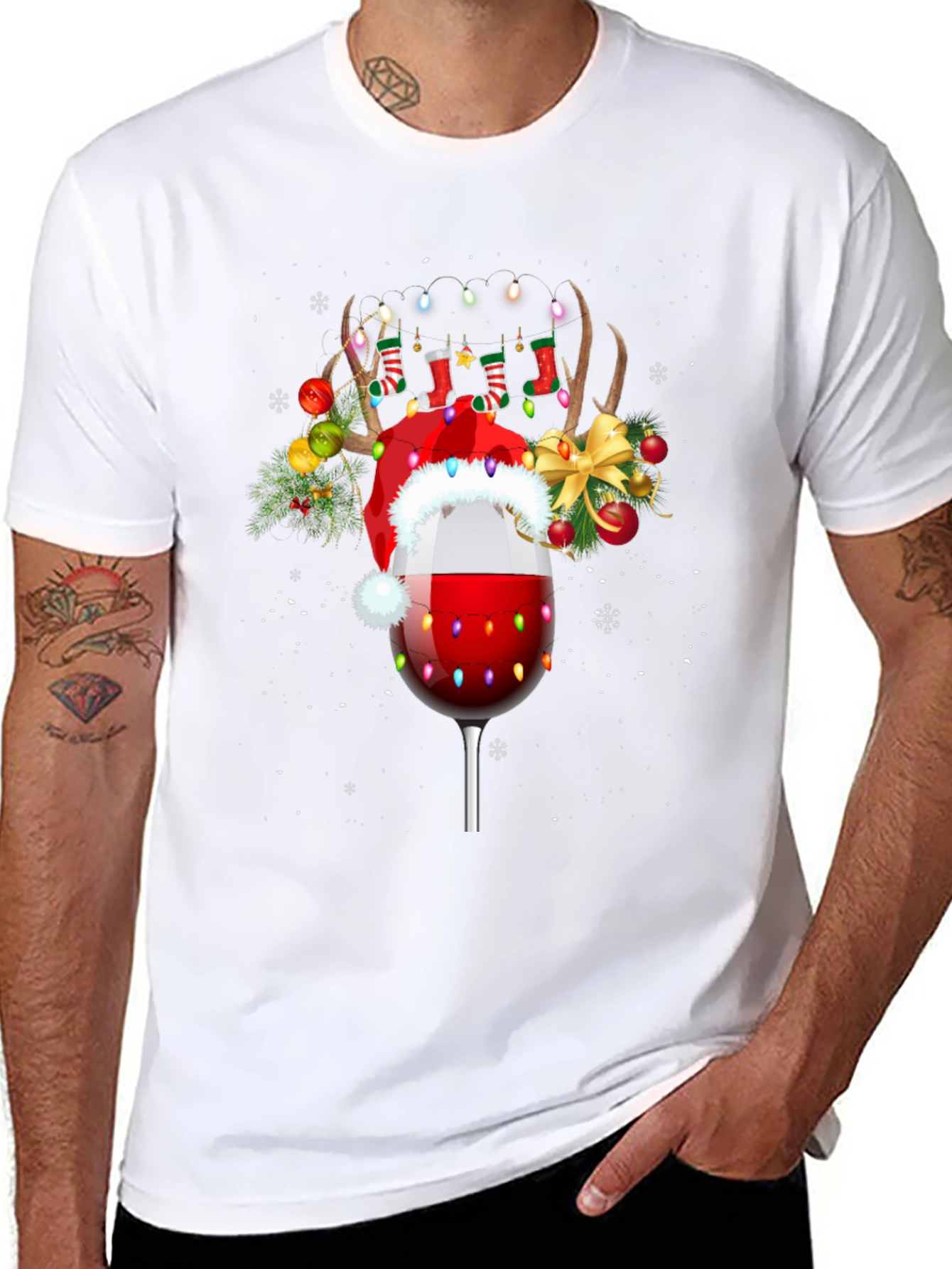 Festive Wine Glass Christmas T-Shirt