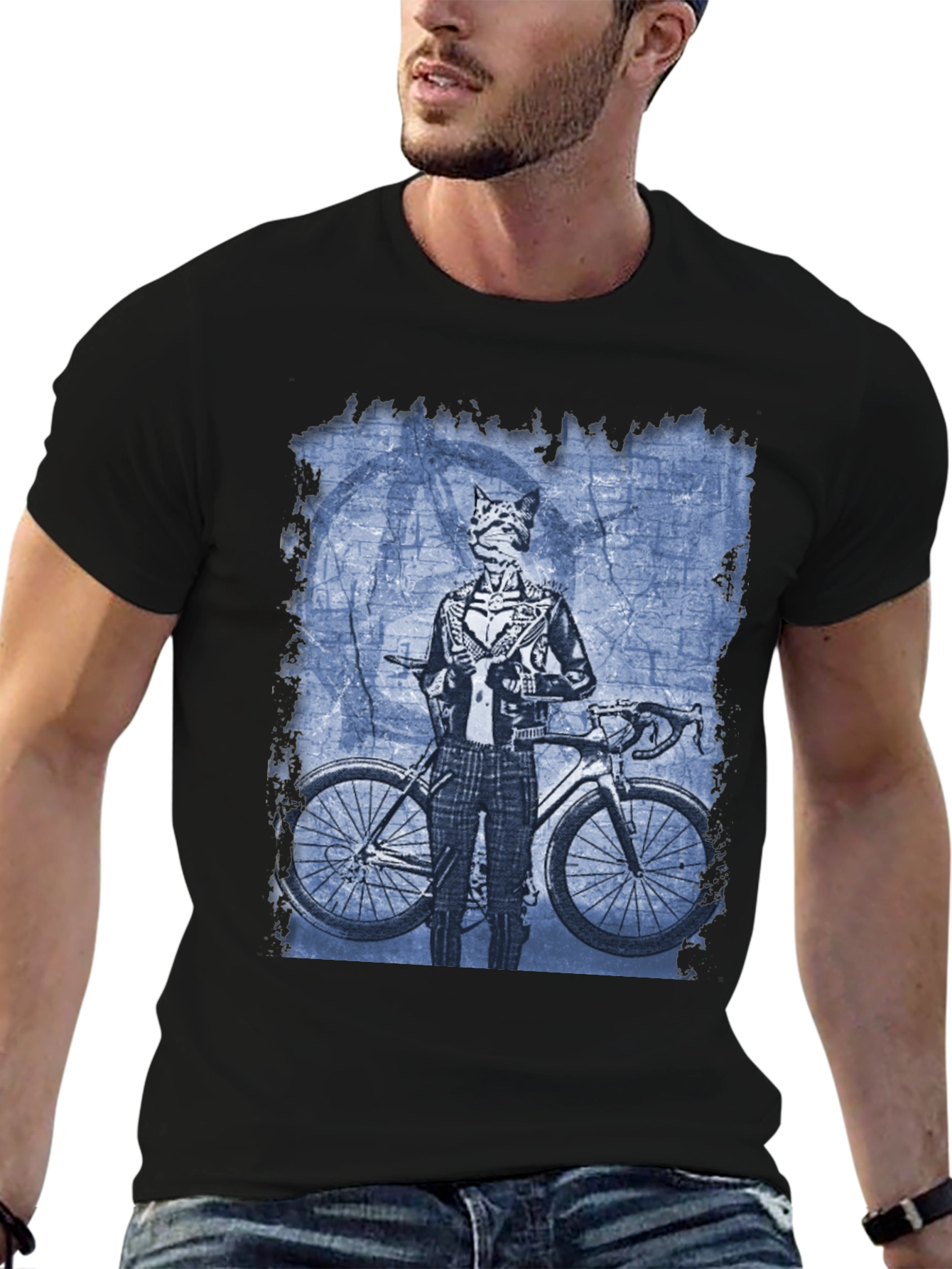 Cat Biker Graphic T-Shirt