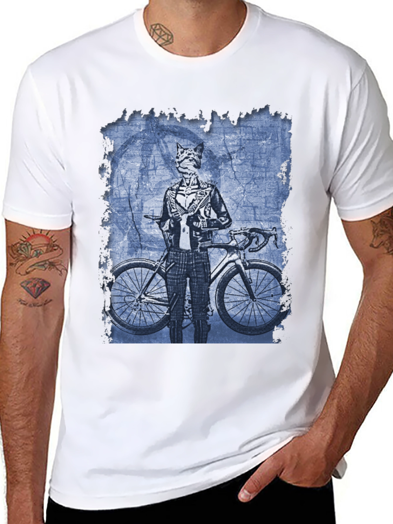 Cat Biker Graphic T-Shirt