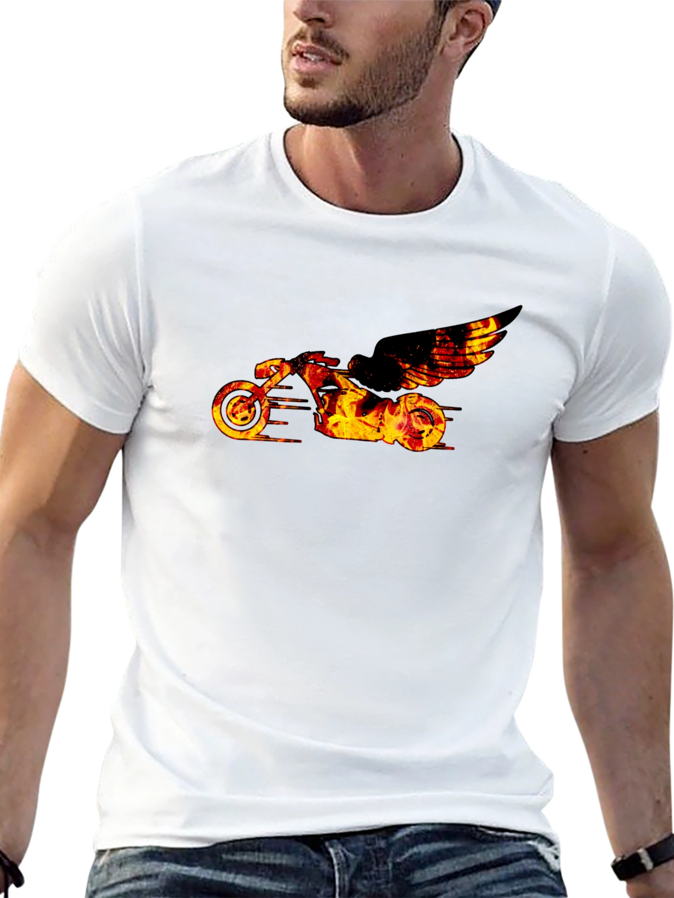 Fiery Motorcycle Graphic Tee