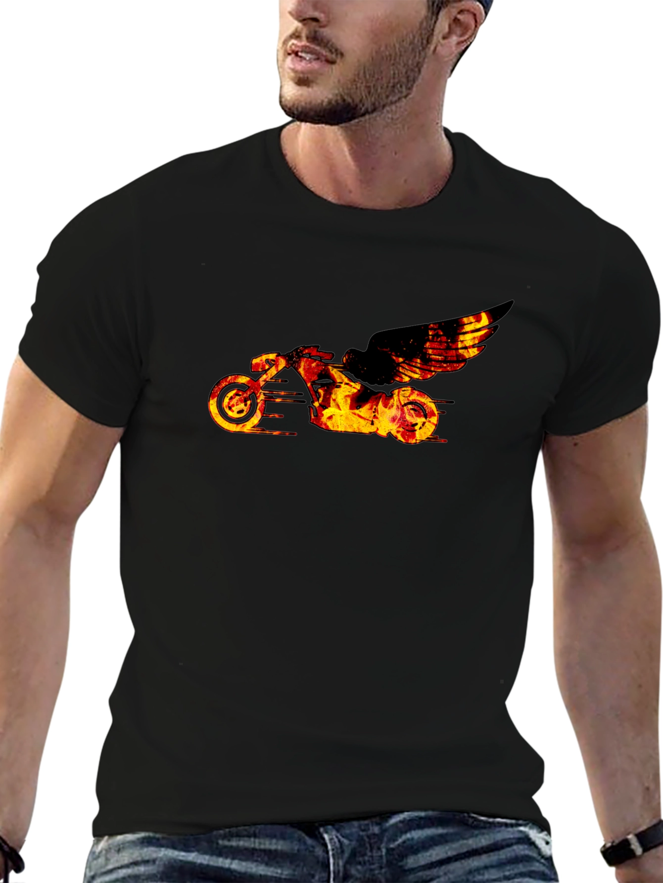 Fiery Motorcycle Graphic Tee
