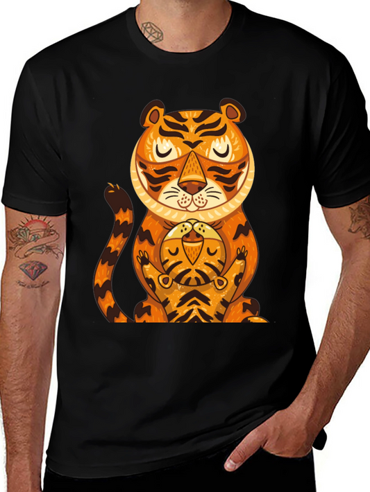 Tiger & Cub Graphic Tee - Black Cotton T-Shirt